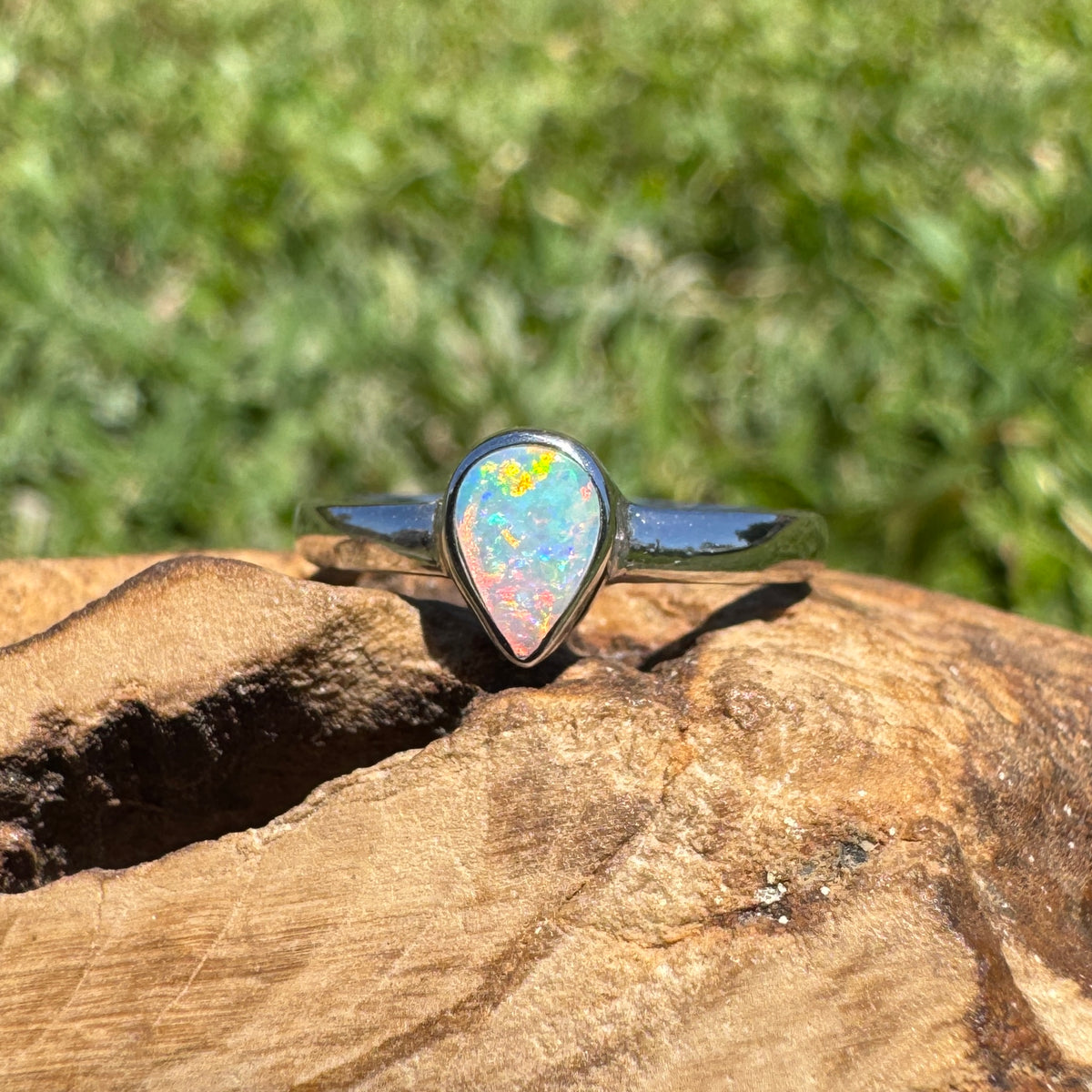 0.5ct Lightning Ridge Opal Ring ~ 'Cann River Blue' | 925 Sterling Silver | Solid Australian Opal