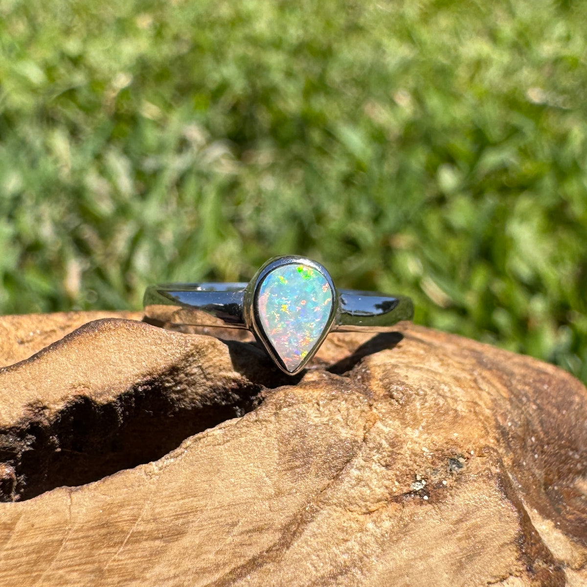 0.5ct Lightning Ridge Opal Ring ~ 'Cann River Blue' | 925 Sterling Silver | Solid Australian Opal