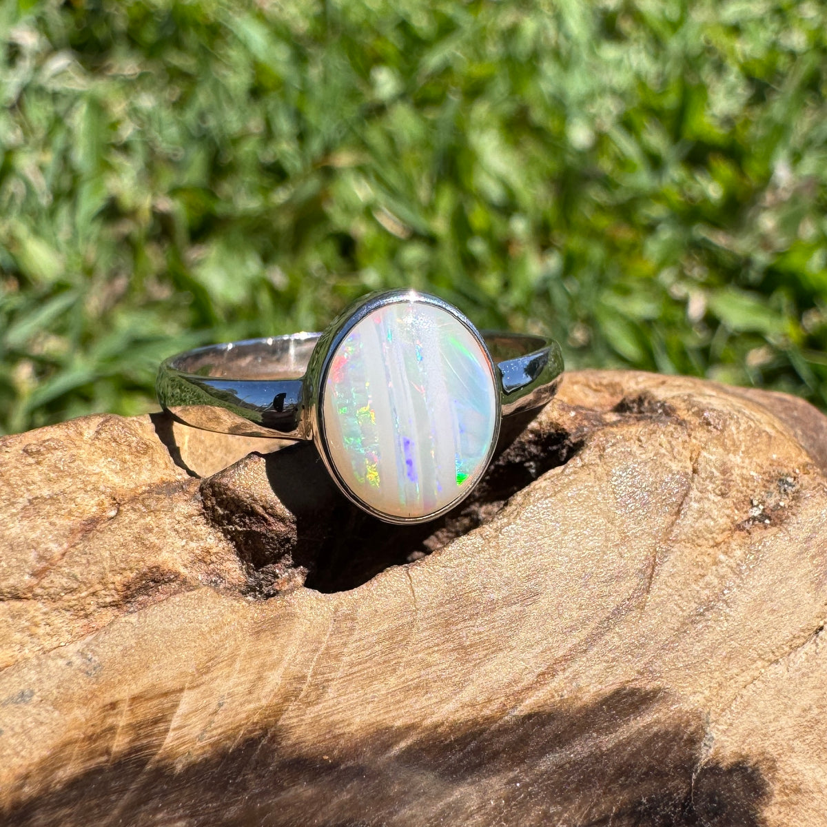 1.3ct Coober Pedy Opal Ring ~ 'Rosebery Blaze' | 925 Sterling Silver | Solid Australian Opal