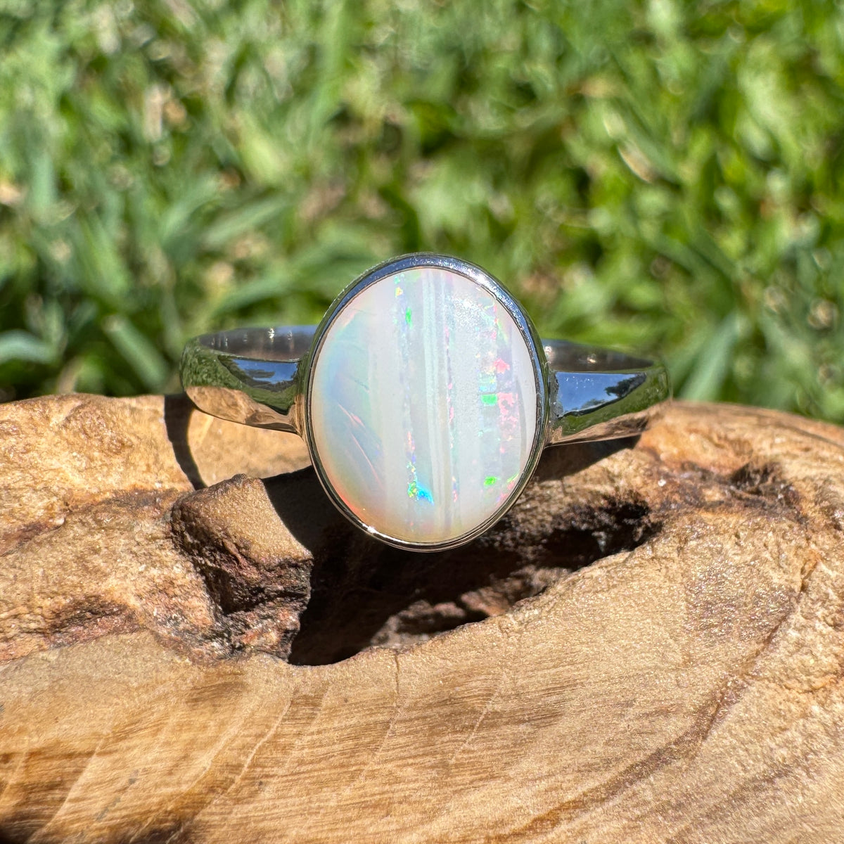 1.3ct Coober Pedy Opal Ring ~ 'Rosebery Blaze' | 925 Sterling Silver | Solid Australian Opal
