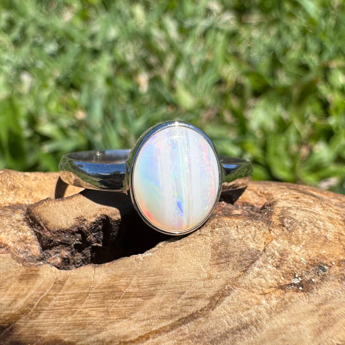 1.3ct Coober Pedy Opal Ring ~ 'Rosebery Blaze' | 925 Sterling Silver | Solid Australian Opal