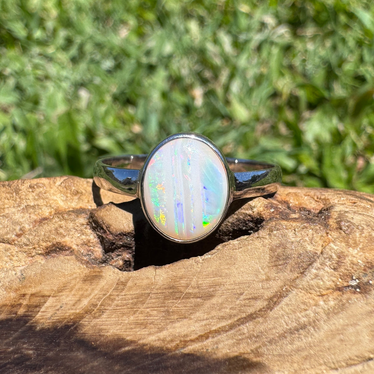 1.3ct Coober Pedy Opal Ring ~ 'Rosebery Blaze' | 925 Sterling Silver | Solid Australian Opal