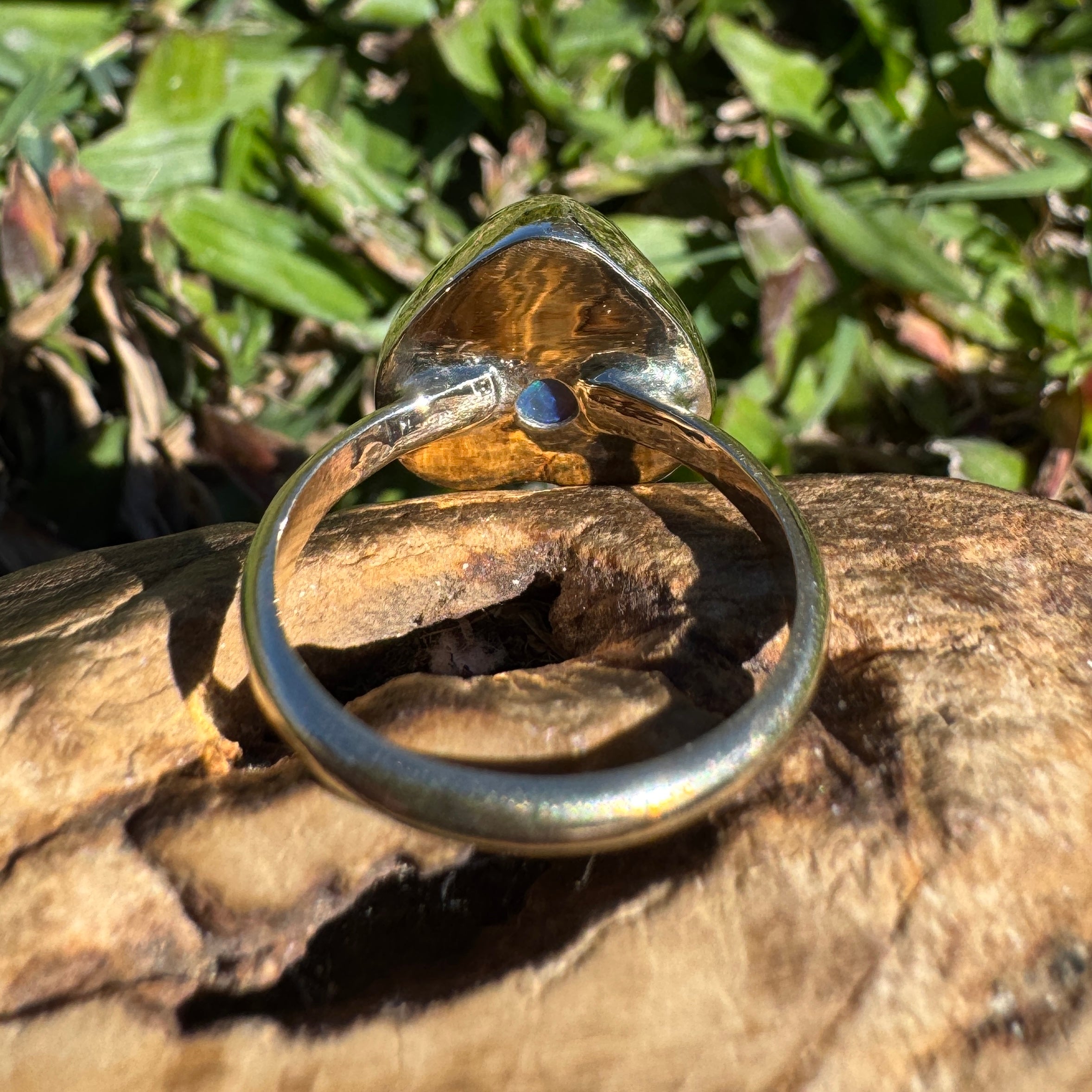 3.9ct Lightning Ridge Semi Black Opal Ring ~ 'Ningaloo Blaze' | 9ct Yellow Gold | Solid Australian Opal