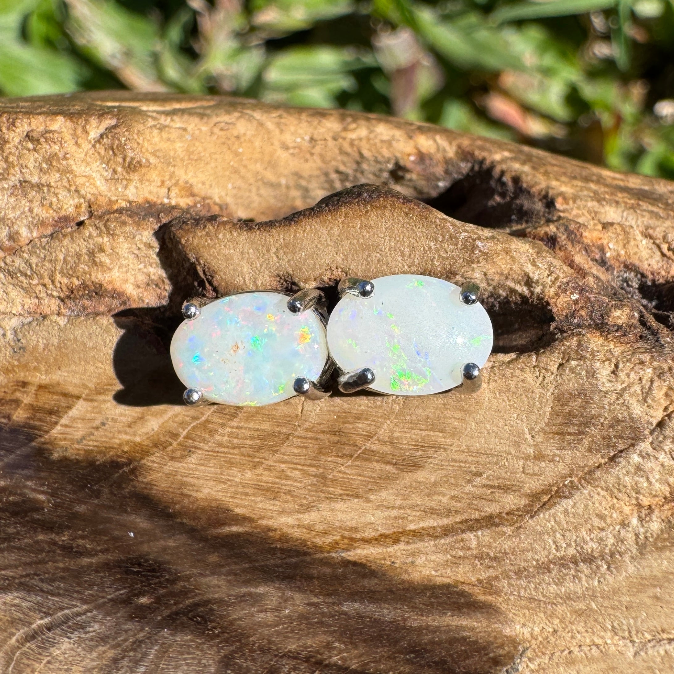 0.7ct Coober Pedy Opal Earrings ~ 'Mitchell Falls Amber' | 925 Sterling Silver | Solid Australian Opal