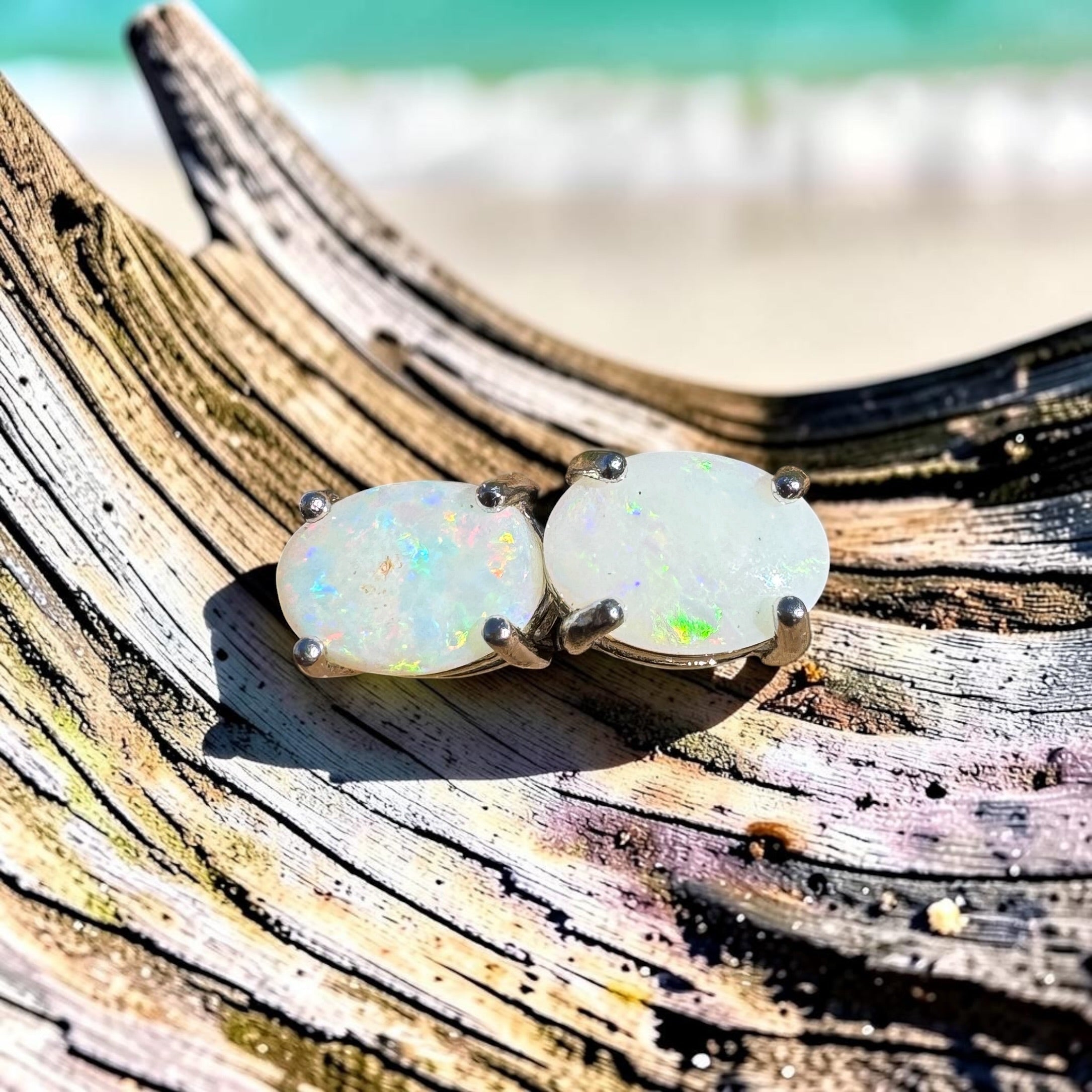0.7ct Coober Pedy Opal Earrings ~ 'Mitchell Falls Amber' | 925 Sterling Silver | Solid Australian Opal