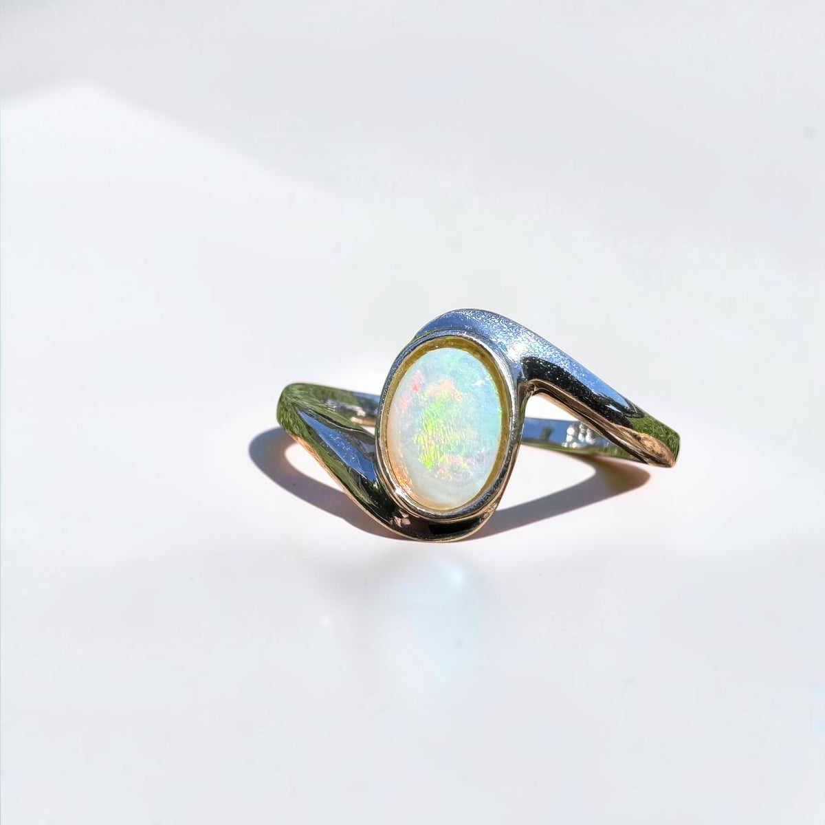 0.4ct Coober Pedy Opal Ring ~ 'Yeppoon Gleam' | 925 Sterling Silver | Solid Australian Opal