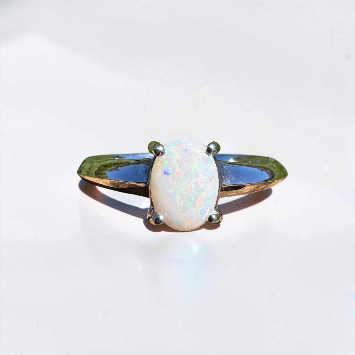 0.4ct Coober Pedy Opal Ring ~ 'Yeppoon Gleam' | 925 Sterling Silver | Solid Australian Opal