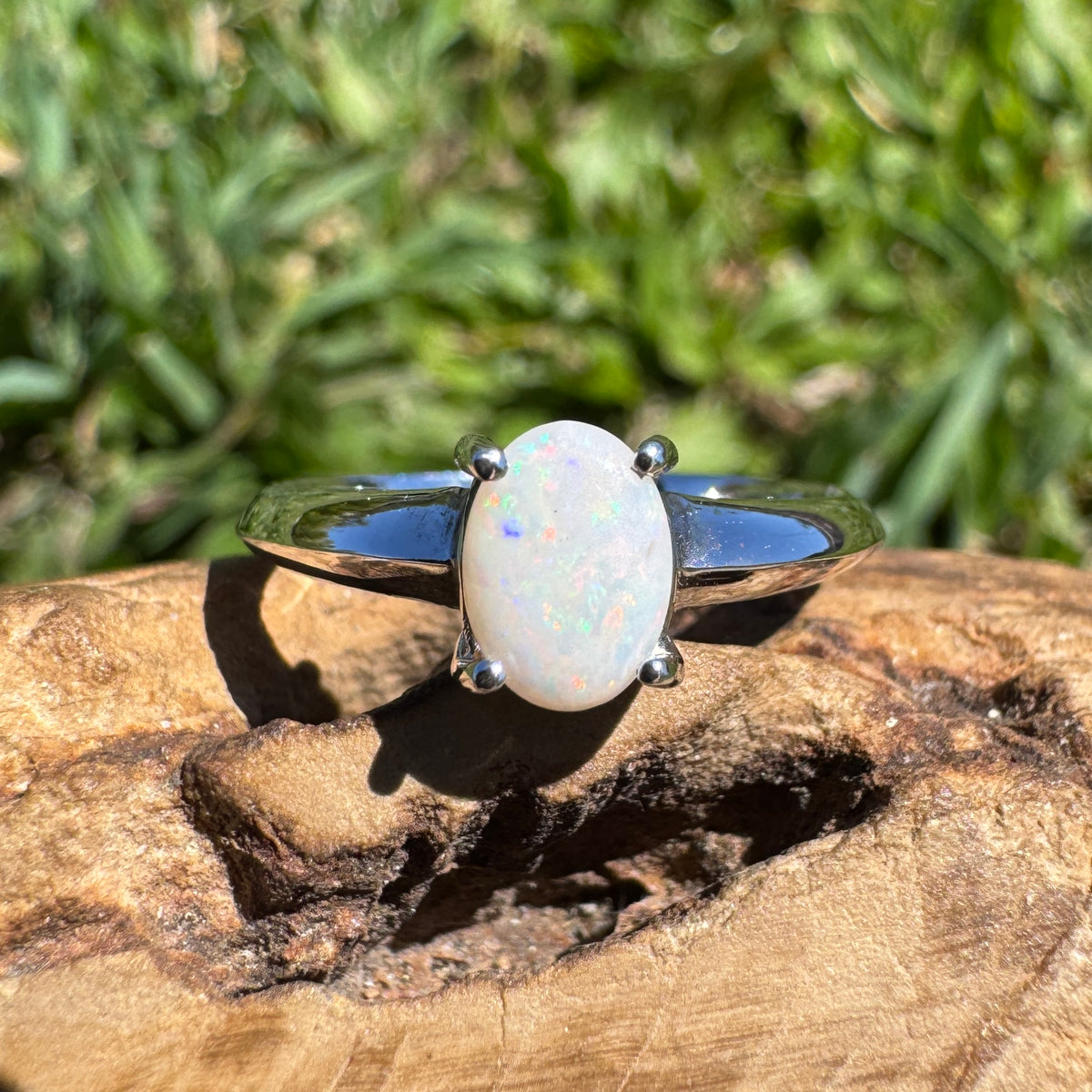 0.4ct Coober Pedy Opal Ring ~ 'Yeppoon Gleam' | 925 Sterling Silver | Solid Australian Opal