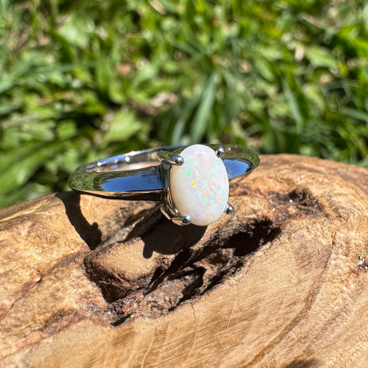 0.4ct Coober Pedy Opal Ring ~ 'Yeppoon Gleam' | 925 Sterling Silver | Solid Australian Opal