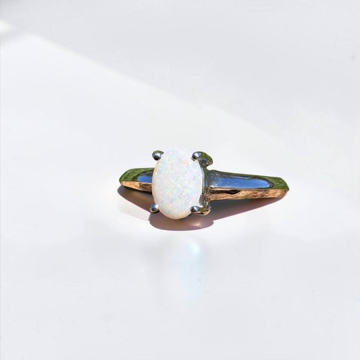 0.4ct Coober Pedy Opal Ring ~ 'Yeppoon Gleam' | 925 Sterling Silver | Solid Australian Opal