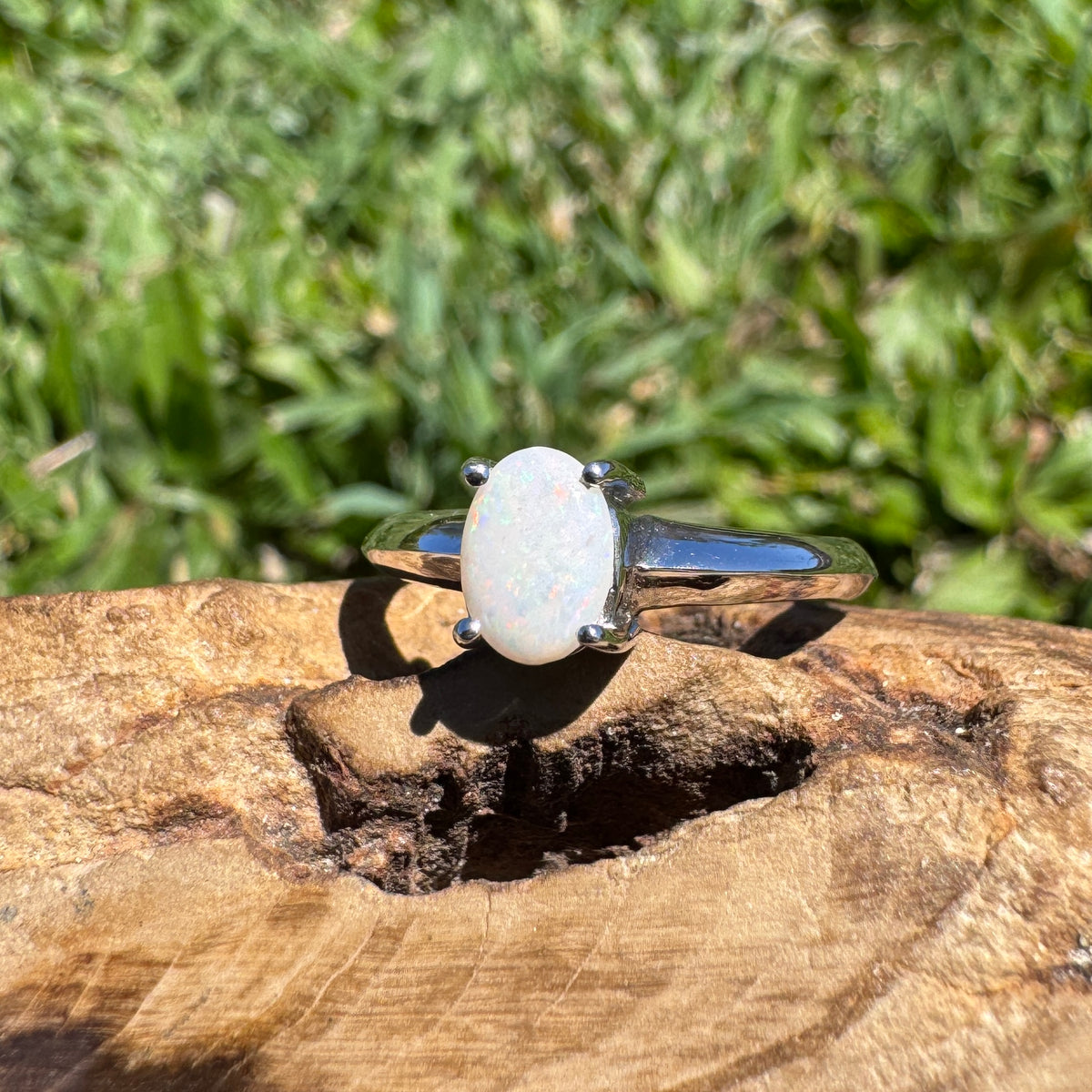 0.4ct Coober Pedy Opal Ring ~ 'Yeppoon Gleam' | 925 Sterling Silver | Solid Australian Opal