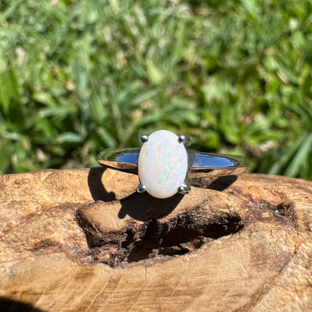 0.4ct Coober Pedy Opal Ring ~ 'Yeppoon Gleam' | 925 Sterling Silver | Solid Australian Opal