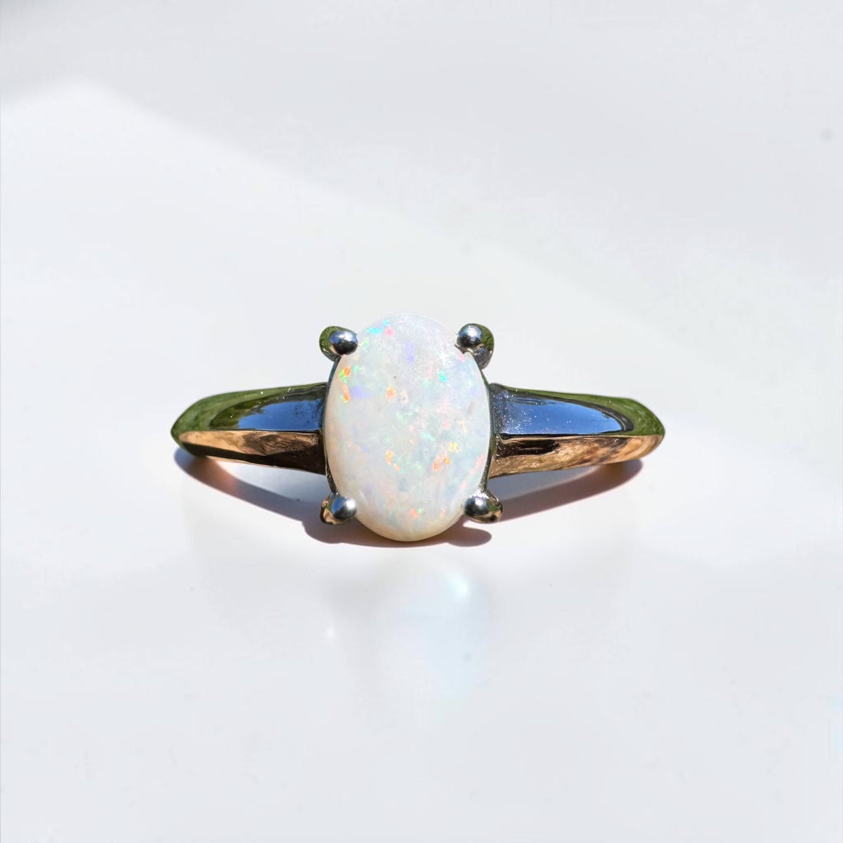 0.4ct Coober Pedy Opal Ring ~ 'Yeppoon Gleam' | 925 Sterling Silver | Solid Australian Opal