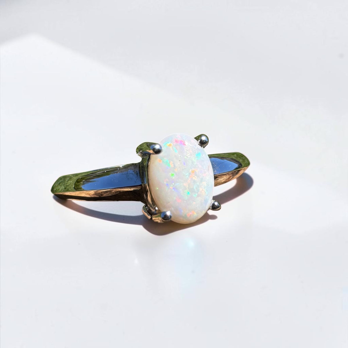 0.4ct Coober Pedy Opal Ring ~ 'Yeppoon Gleam' | 925 Sterling Silver | Solid Australian Opal