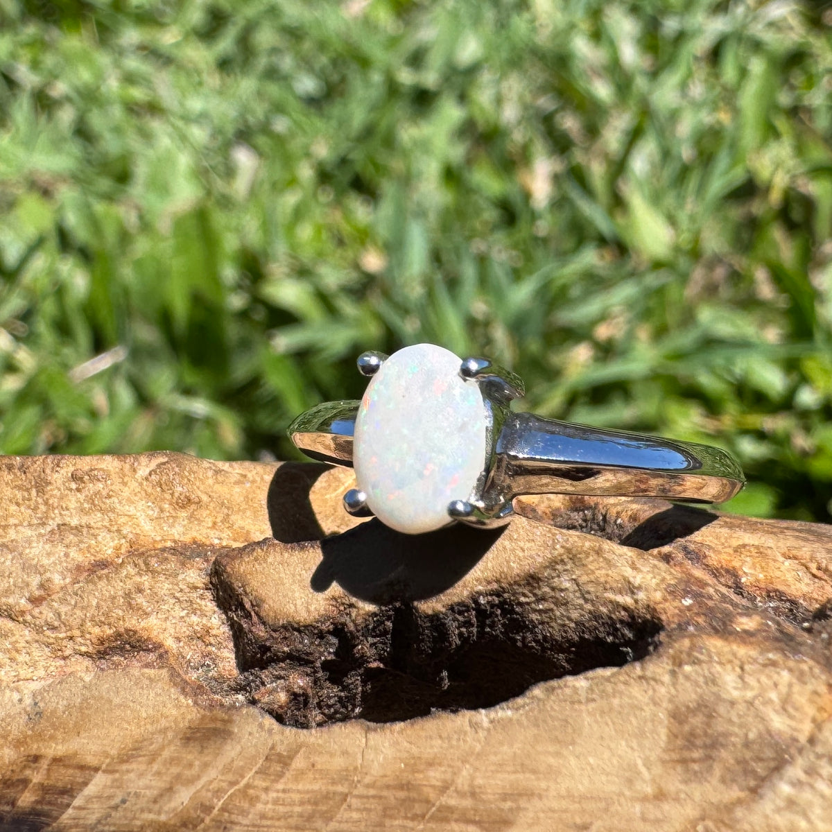 0.4ct Coober Pedy Opal Ring ~ 'Yeppoon Gleam' | 925 Sterling Silver | Solid Australian Opal