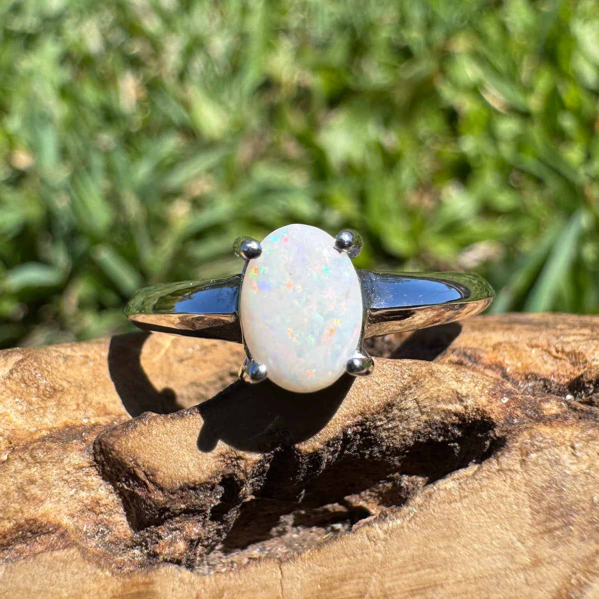 0.4ct Coober Pedy Opal Ring ~ 'Yeppoon Gleam' | 925 Sterling Silver | Solid Australian Opal
