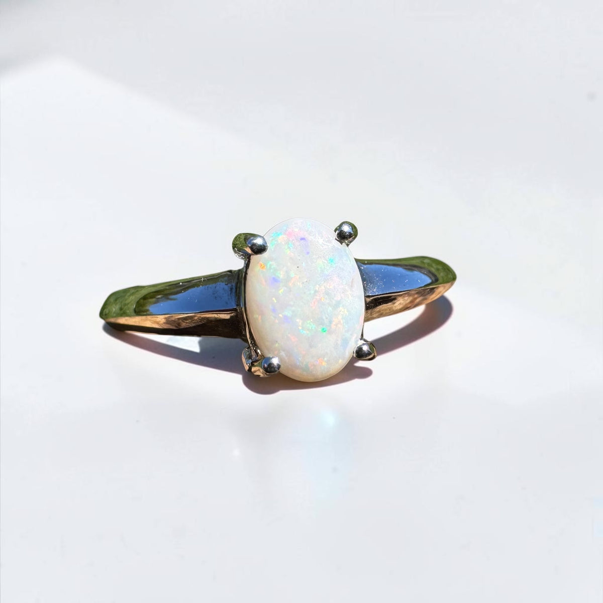 0.4ct Coober Pedy Opal Ring ~ 'Yeppoon Gleam' | 925 Sterling Silver | Solid Australian Opal