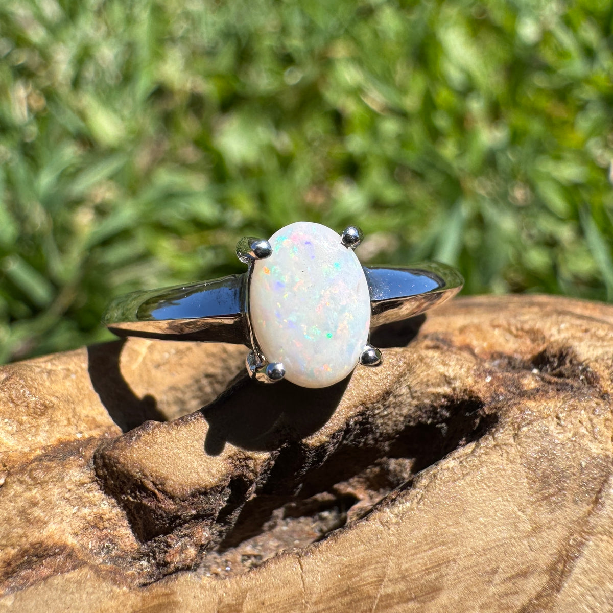 0.4ct Coober Pedy Opal Ring ~ 'Yeppoon Gleam' | 925 Sterling Silver | Solid Australian Opal