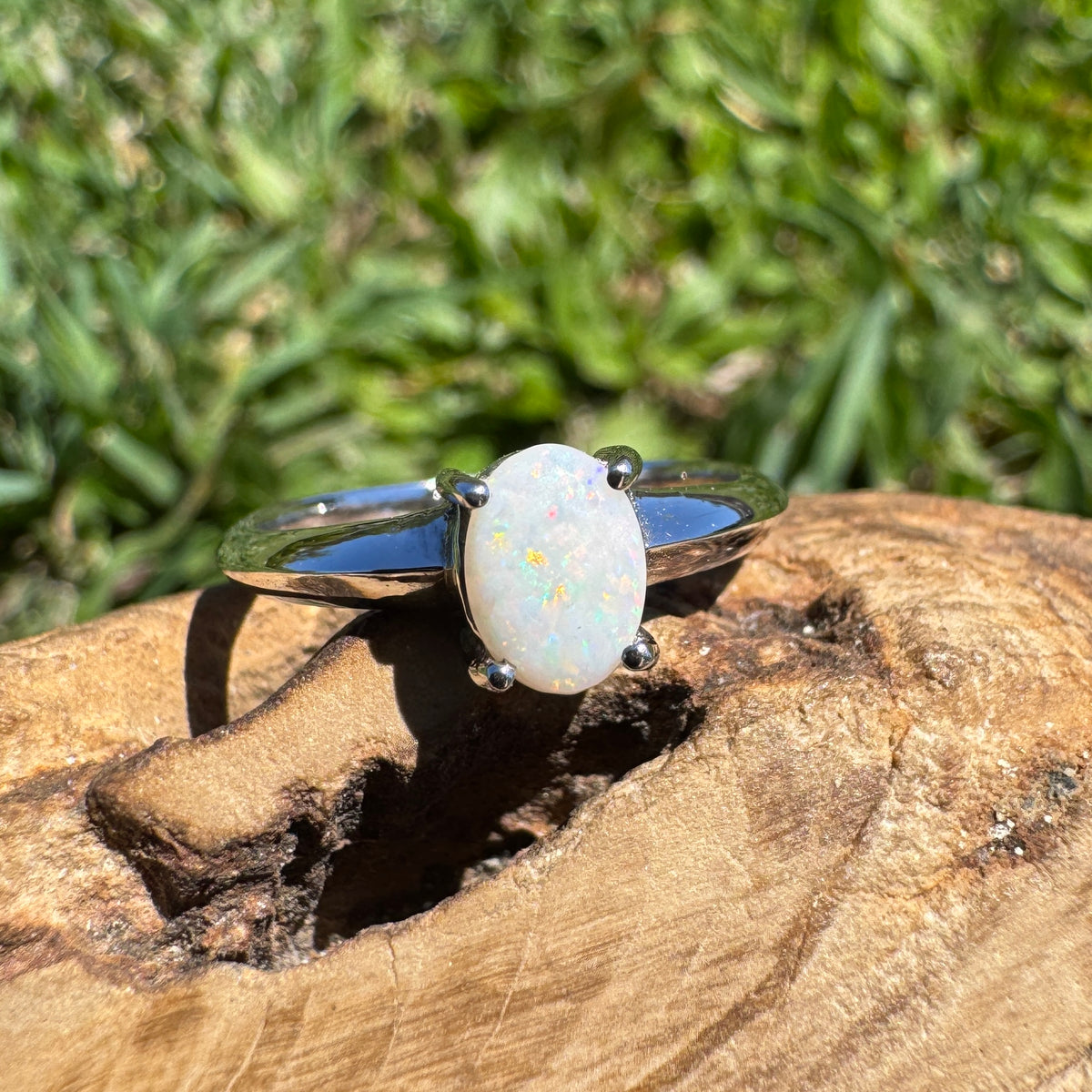 0.4ct Coober Pedy Opal Ring ~ 'Yeppoon Gleam' | 925 Sterling Silver | Solid Australian Opal