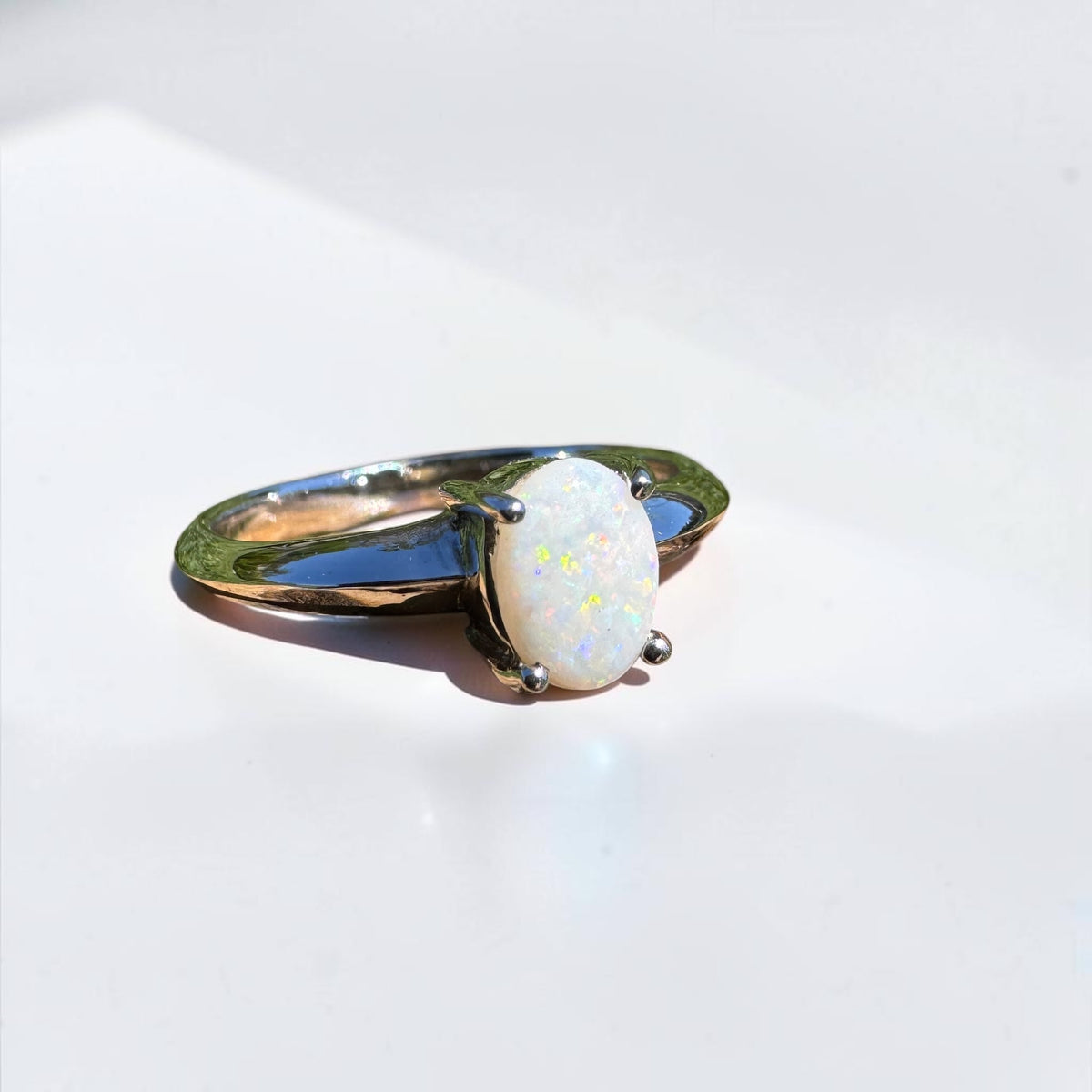 0.4ct Coober Pedy Opal Ring ~ 'Yeppoon Gleam' | 925 Sterling Silver | Solid Australian Opal