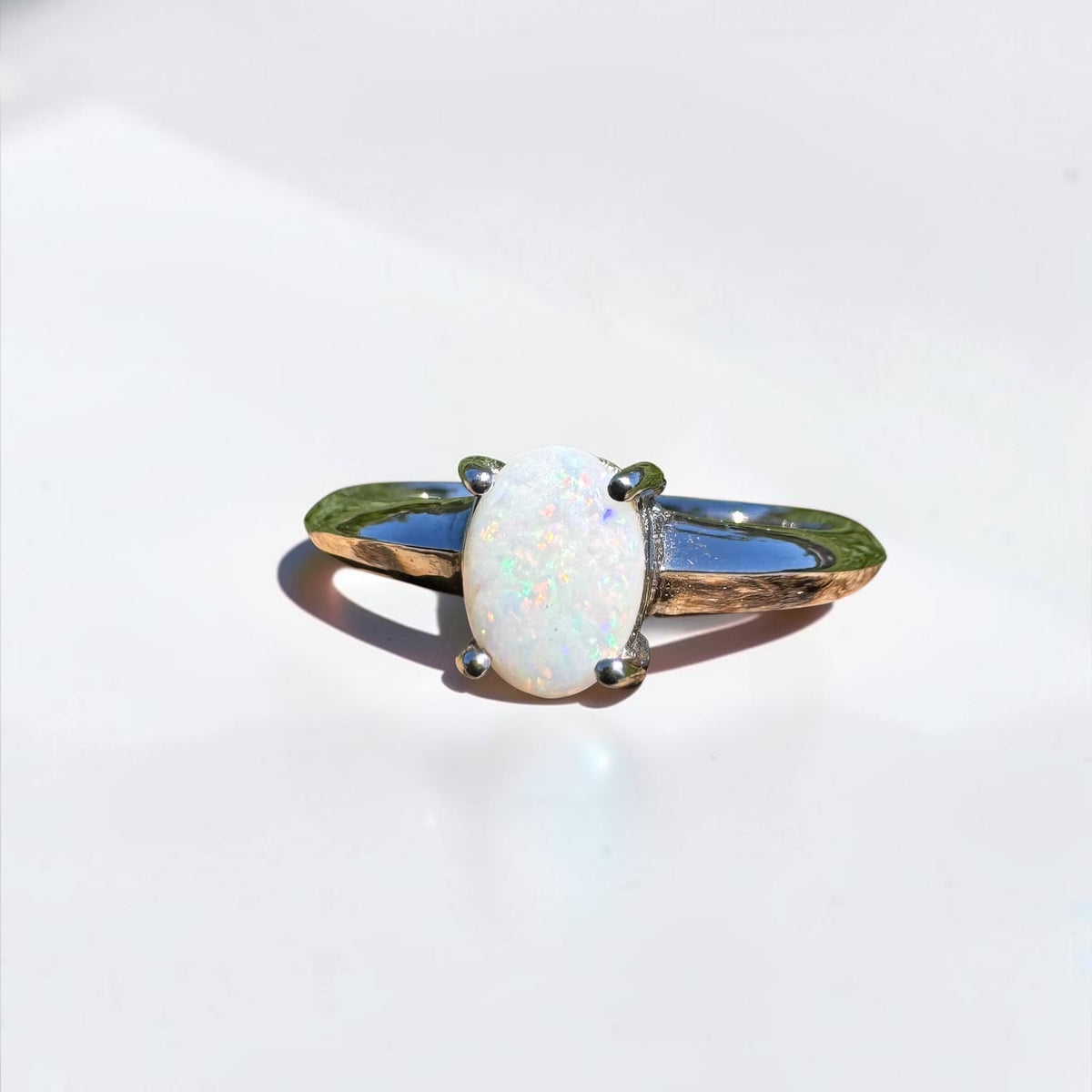 0.4ct Coober Pedy Opal Ring ~ 'Yeppoon Gleam' | 925 Sterling Silver | Solid Australian Opal