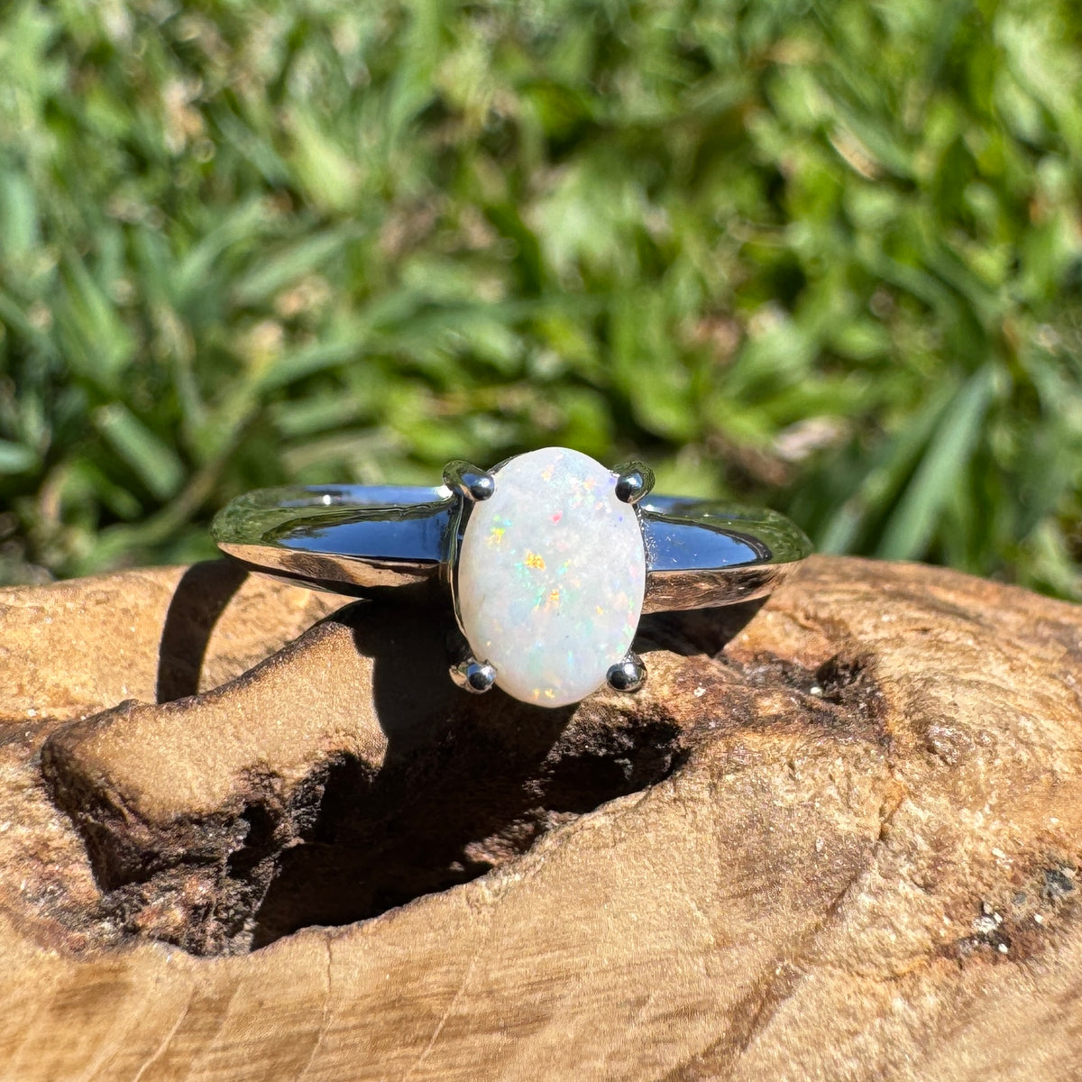 0.4ct Coober Pedy Opal Ring ~ 'Yeppoon Gleam' | 925 Sterling Silver | Solid Australian Opal