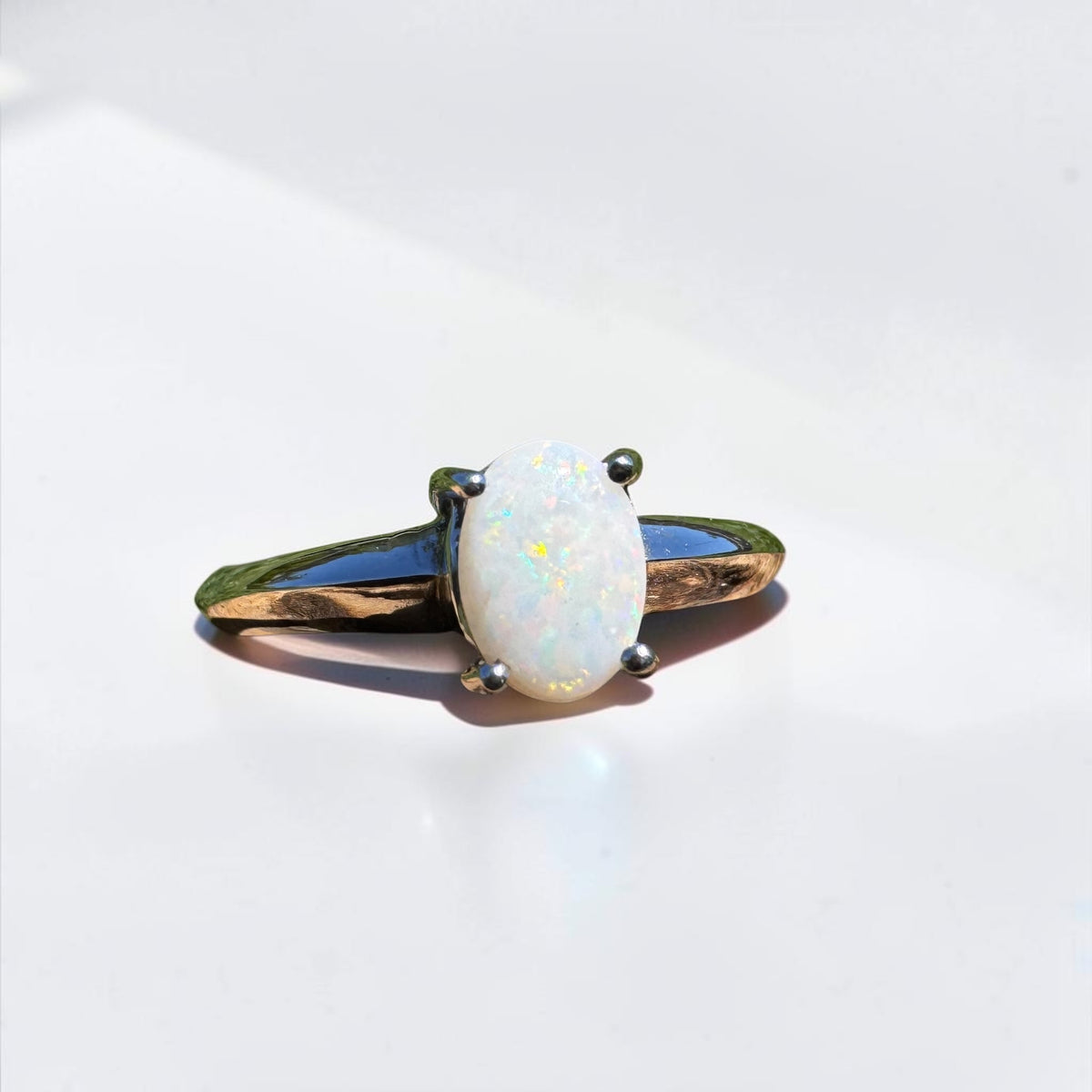 0.4ct Coober Pedy Opal Ring ~ 'Yeppoon Gleam' | 925 Sterling Silver | Solid Australian Opal