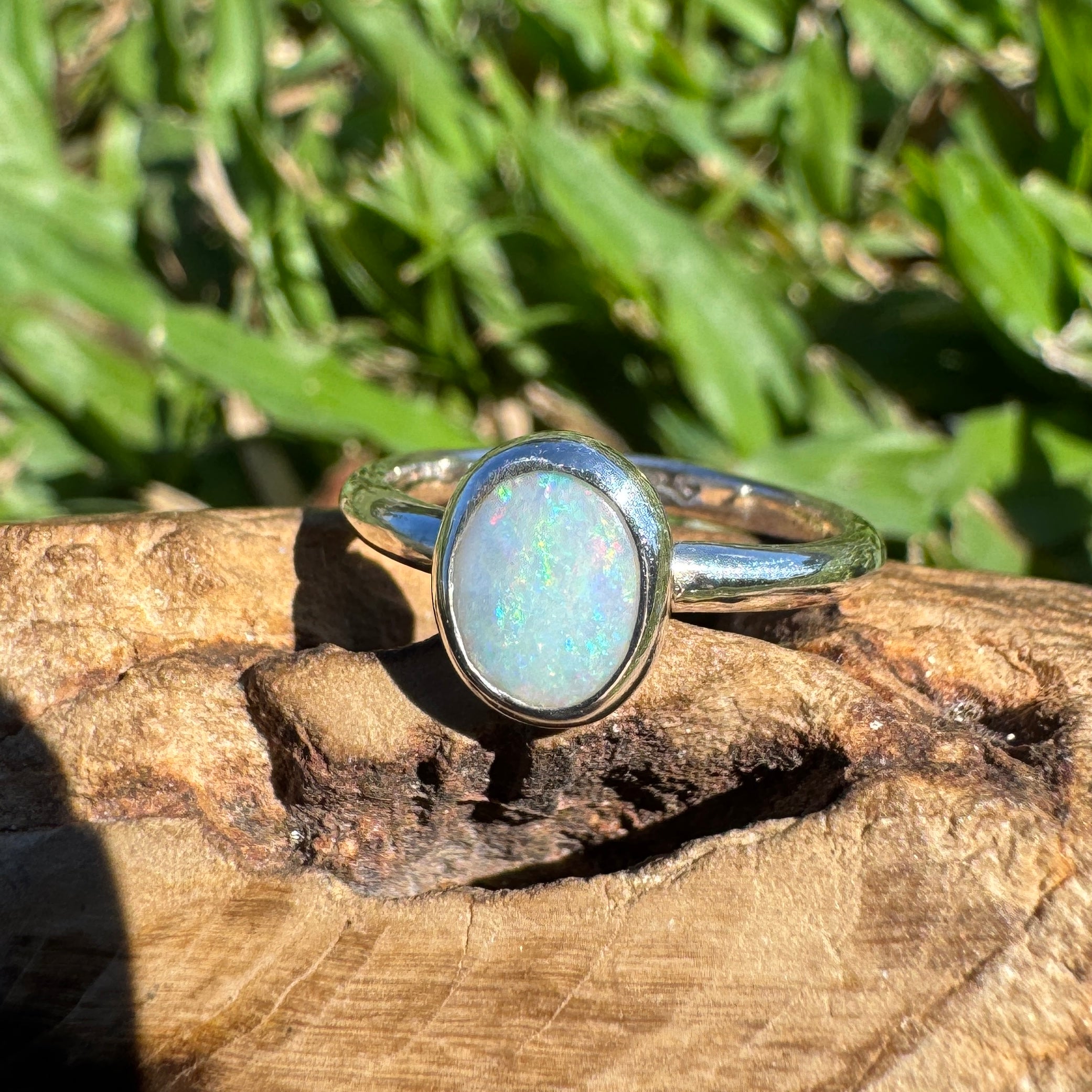 0.8ct Australian Solid Lightning Ridge Opal Ring ~ 'Coral Ember' | 925 Sterling Silver | Solid Australian Opal