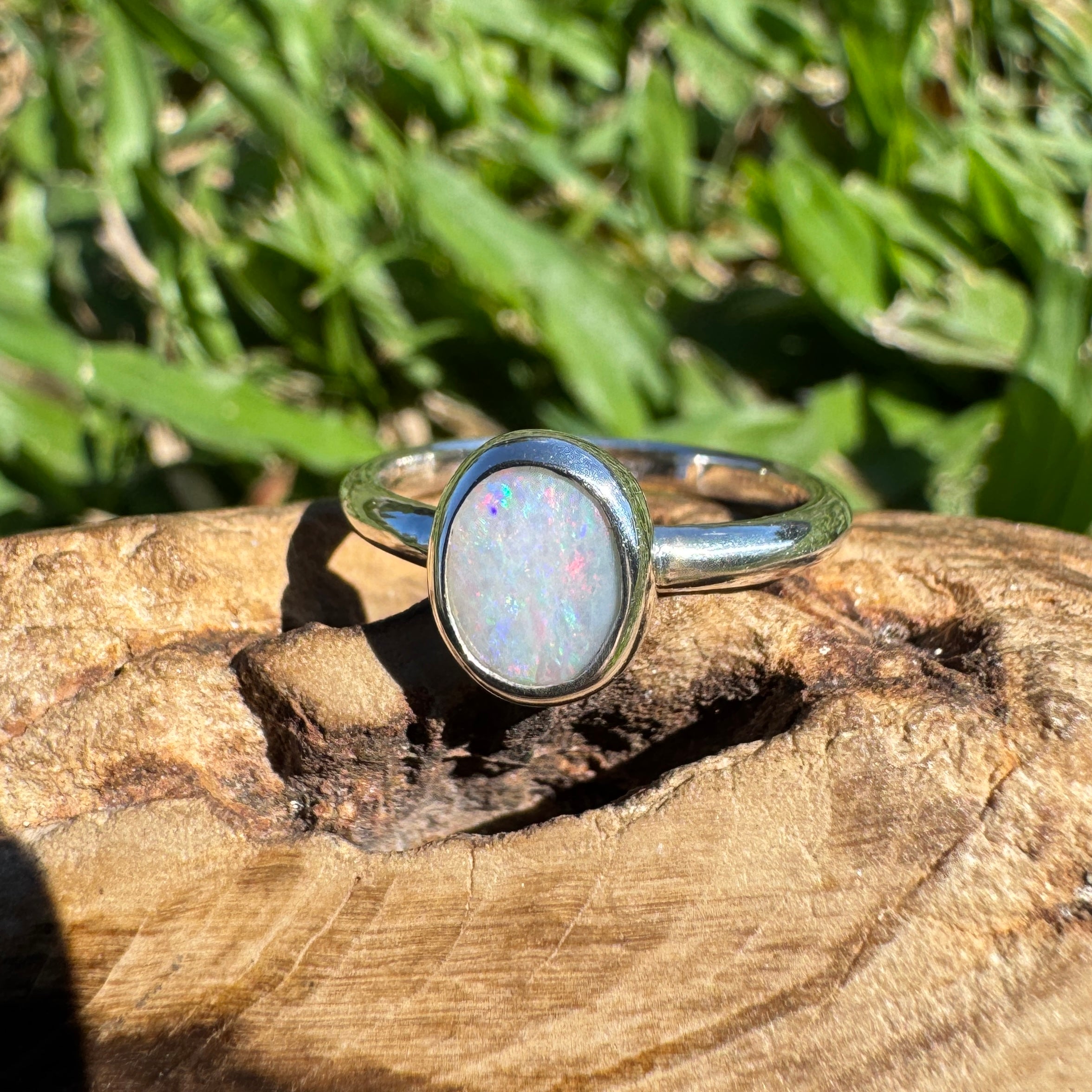 0.8ct Australian Solid Lightning Ridge Opal Ring ~ 'Coral Ember' | 925 Sterling Silver | Solid Australian Opal
