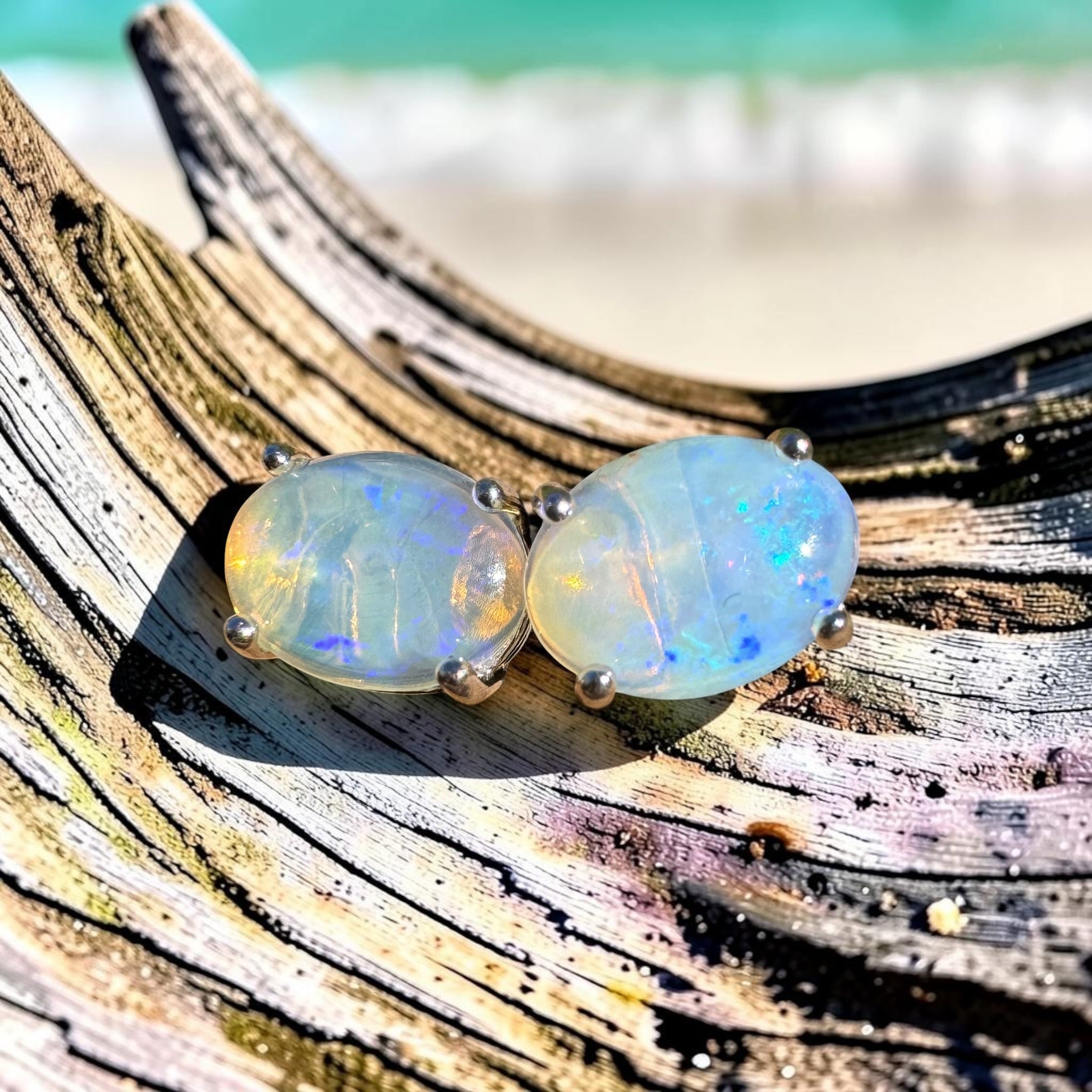 1ct Lightning Ridge Opal Earrings ~ 'Lord Howe Drops' | 925 Sterling Silver | Solid Australian Opal