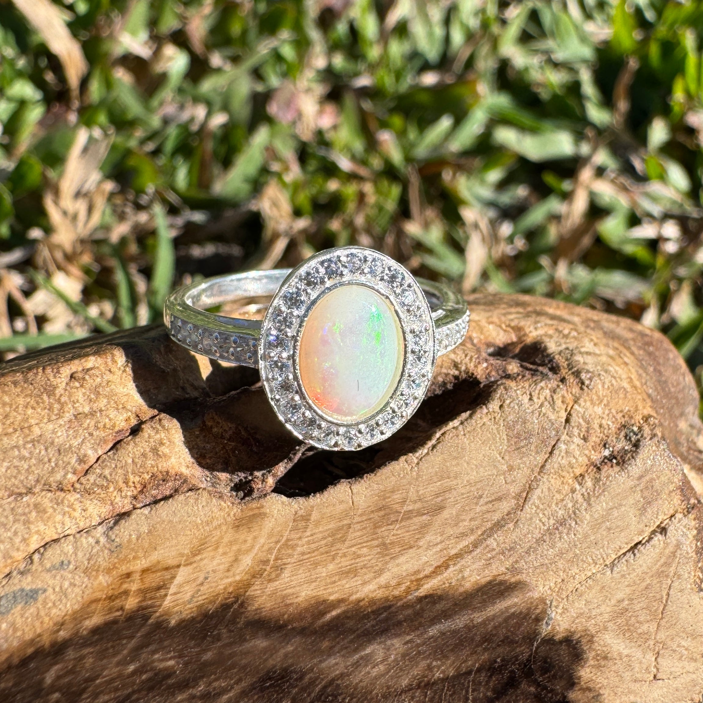 0.7ct Coober Pedy Opal Ring ~ 'Margaret River Ember' | 925 Sterling Silver | Solid Australian Opal