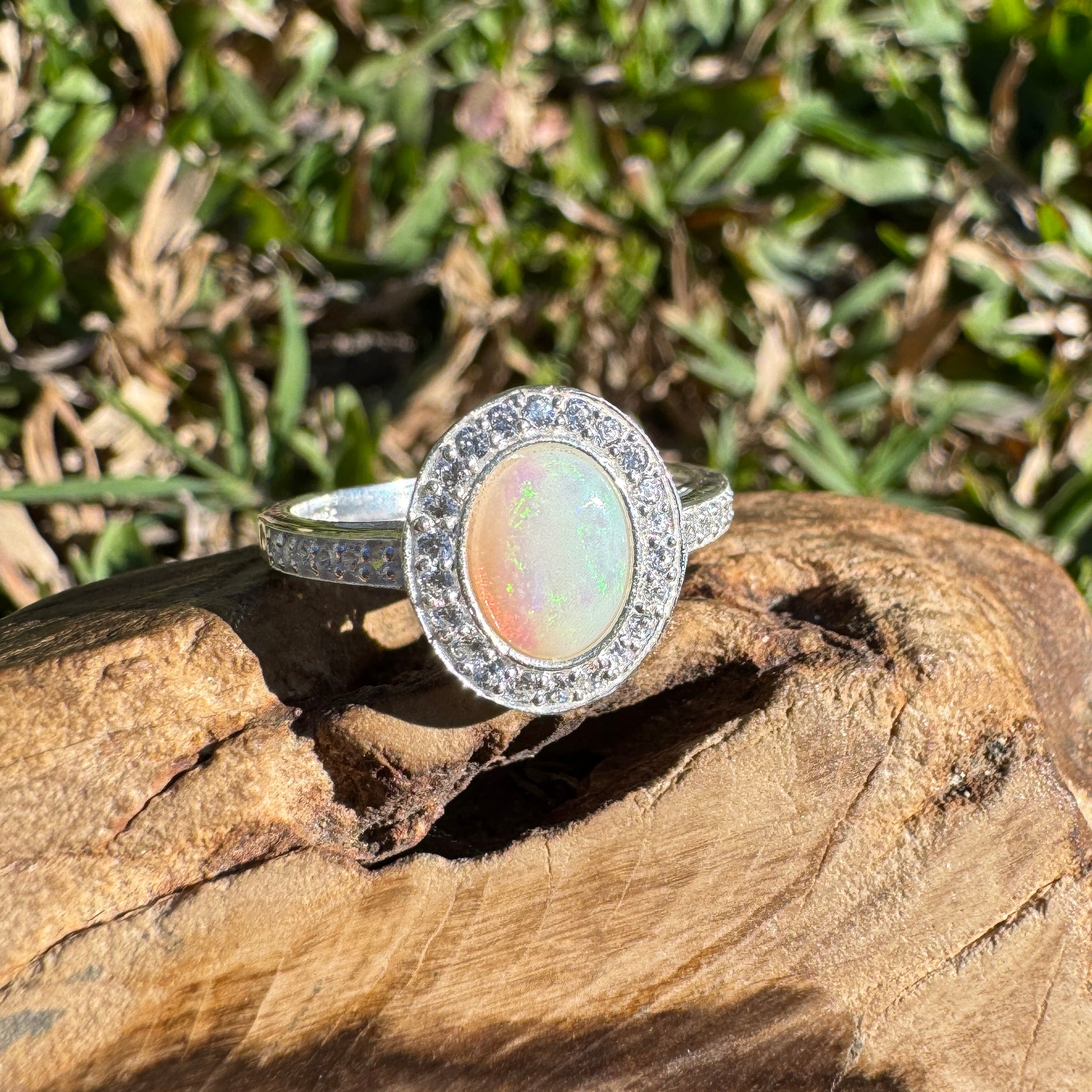 0.7ct Coober Pedy Opal Ring ~ 'Margaret River Ember' | 925 Sterling Silver | Solid Australian Opal