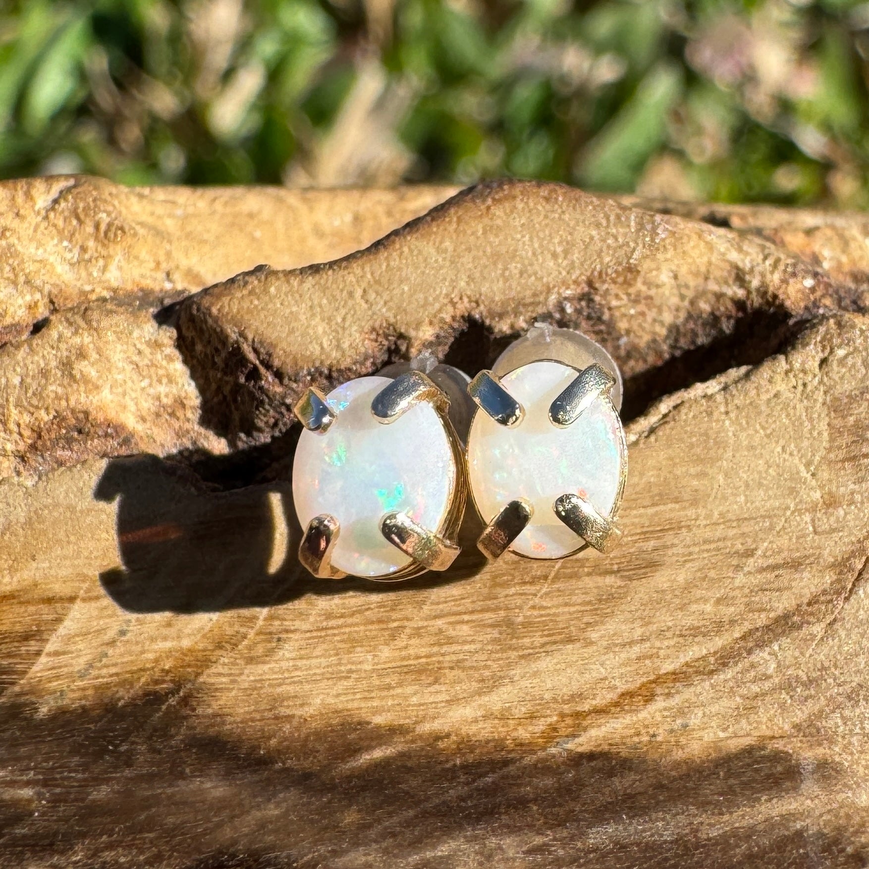 0.3ct Coober Pedy Opal Earrings ~ 'Cape Leveque Amber' | 9ct Yellow Gold | Solid Australian Opal