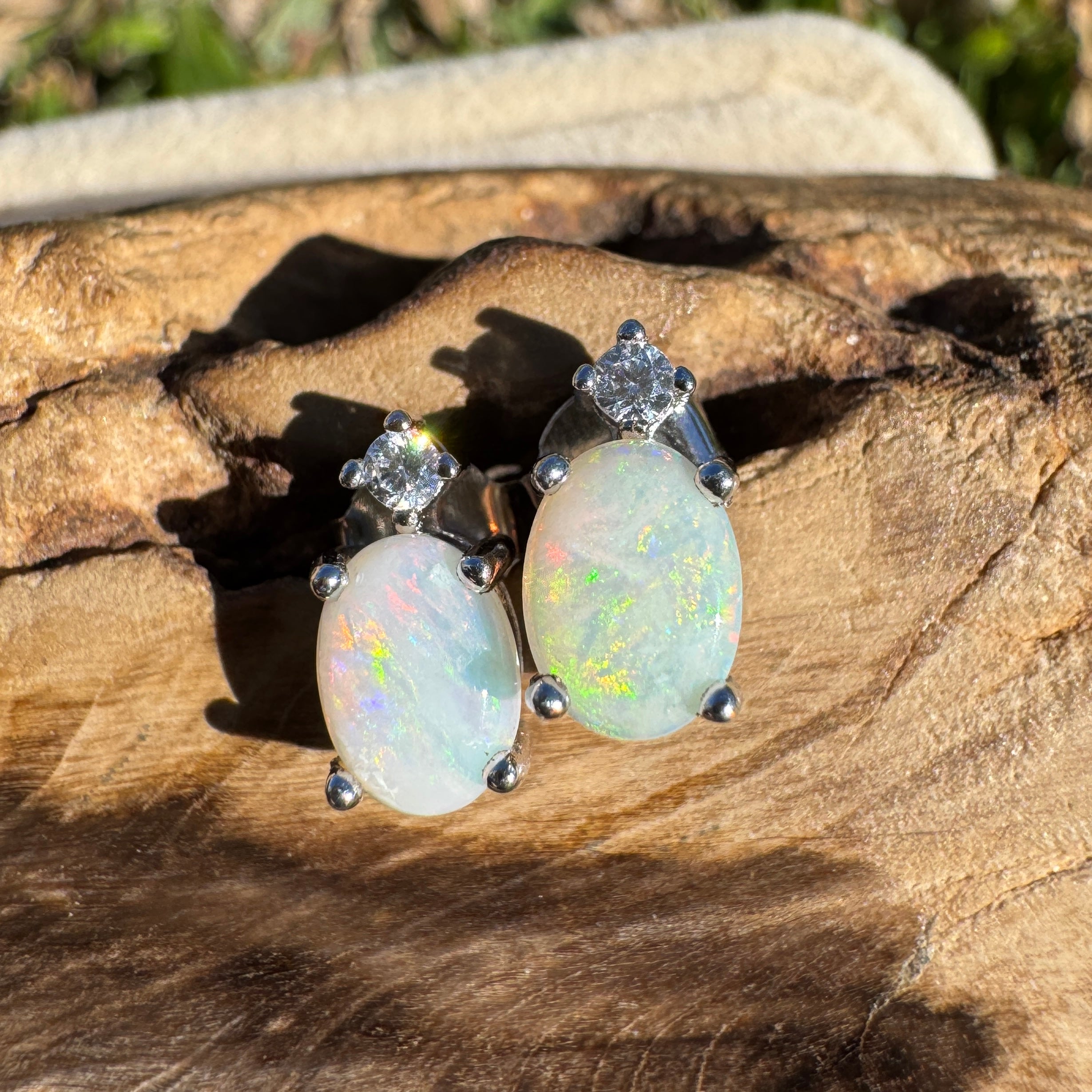 0.8ct Coober Pedy Opal Earrings ~ 'El Questro Glow' | 925 Sterling Silver | Solid Australian Opal
