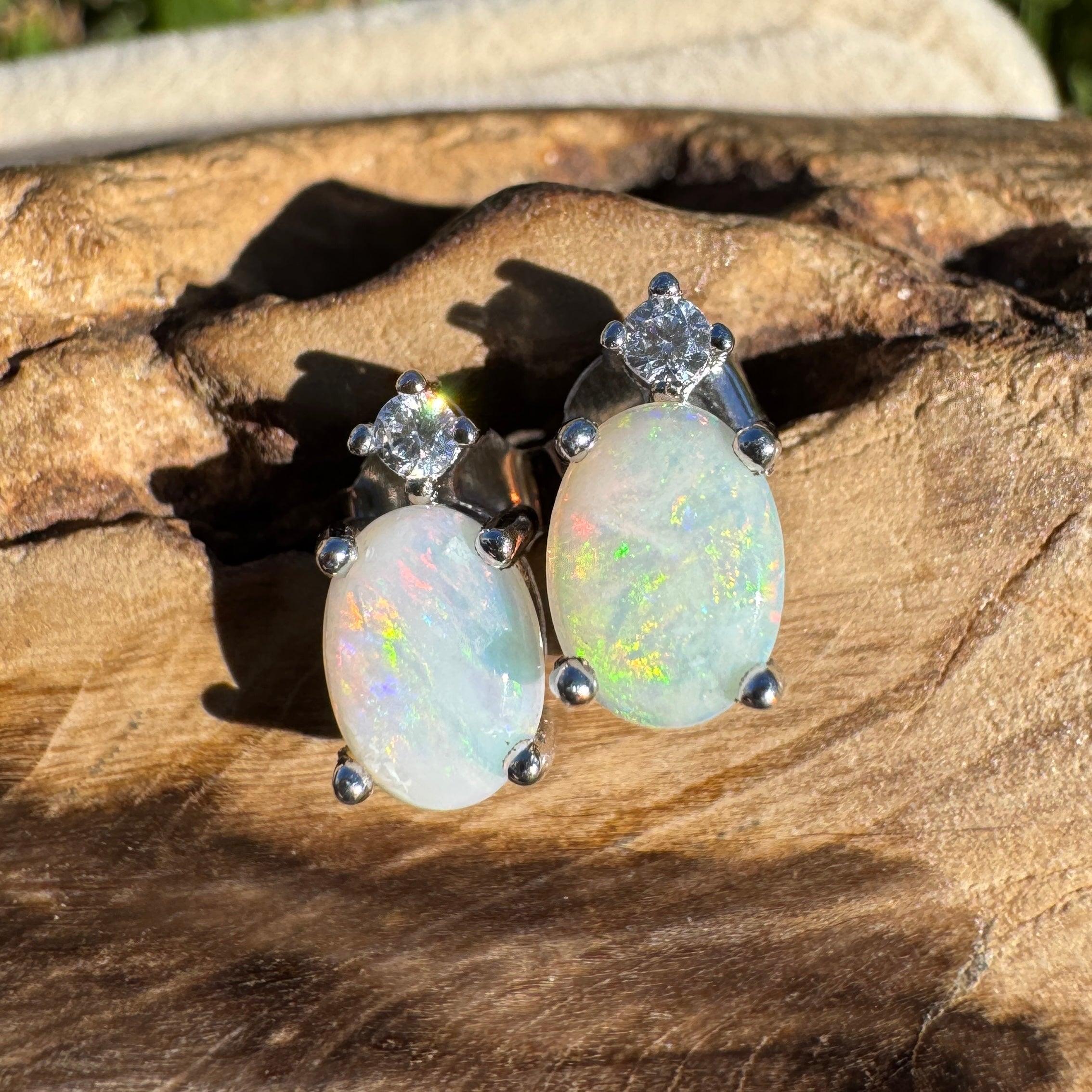0.8ct Coober Pedy Opal Earrings ~ 'El Questro Glow' | 925 Sterling Silver | Solid Australian Opal