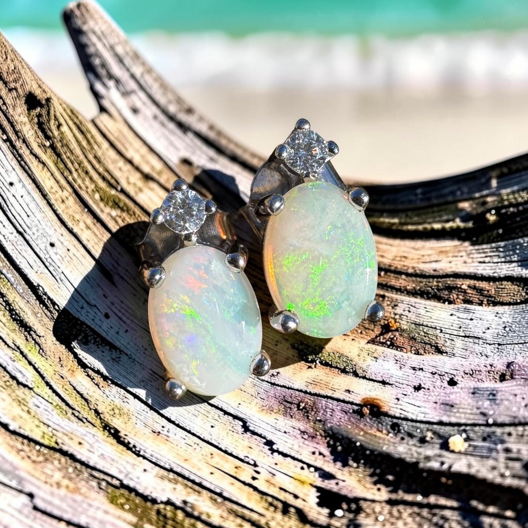 0.8ct Coober Pedy Opal Earrings ~ 'El Questro Glow' | 925 Sterling Silver | Solid Australian Opal