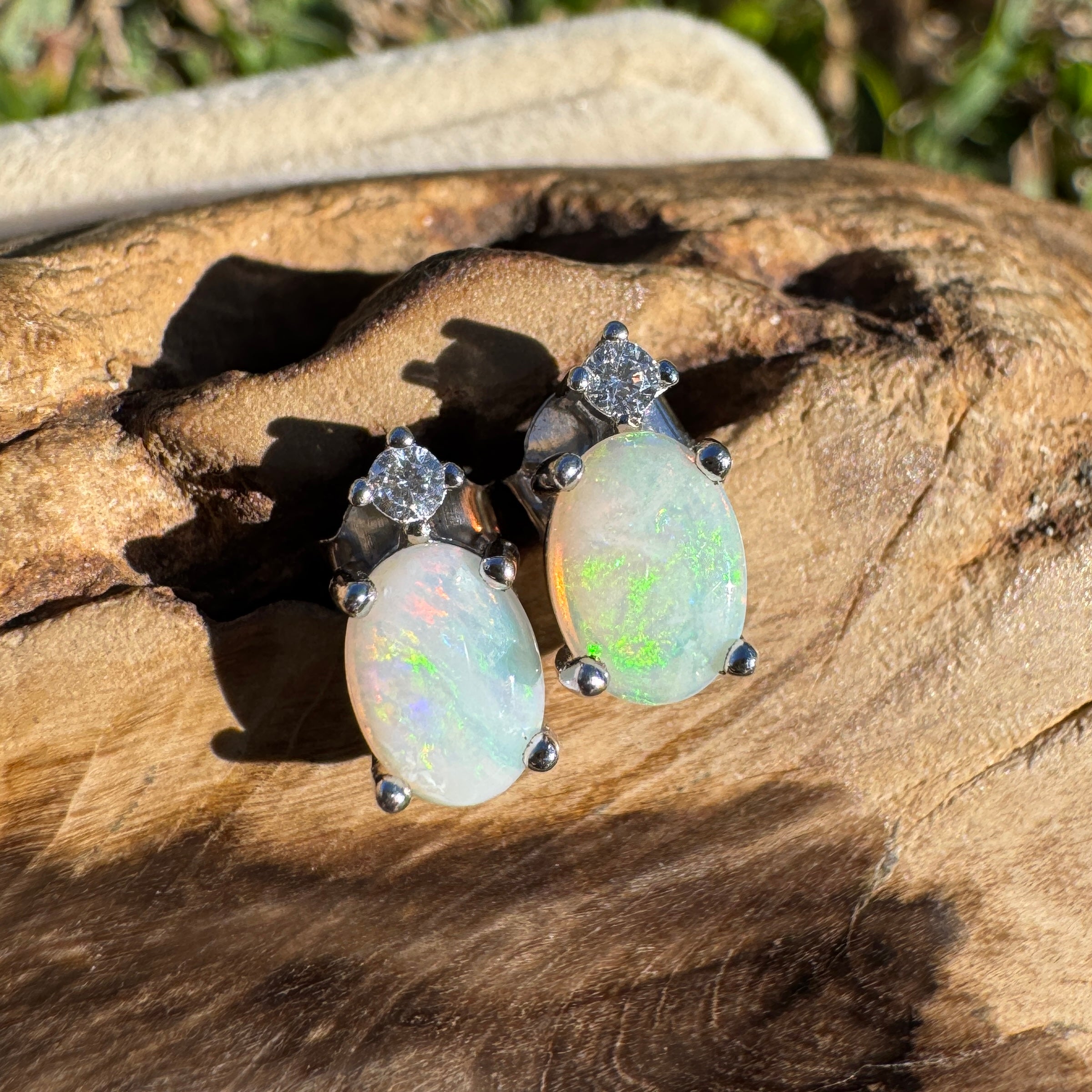 0.8ct Coober Pedy Opal Earrings ~ 'El Questro Glow' | 925 Sterling Silver | Solid Australian Opal