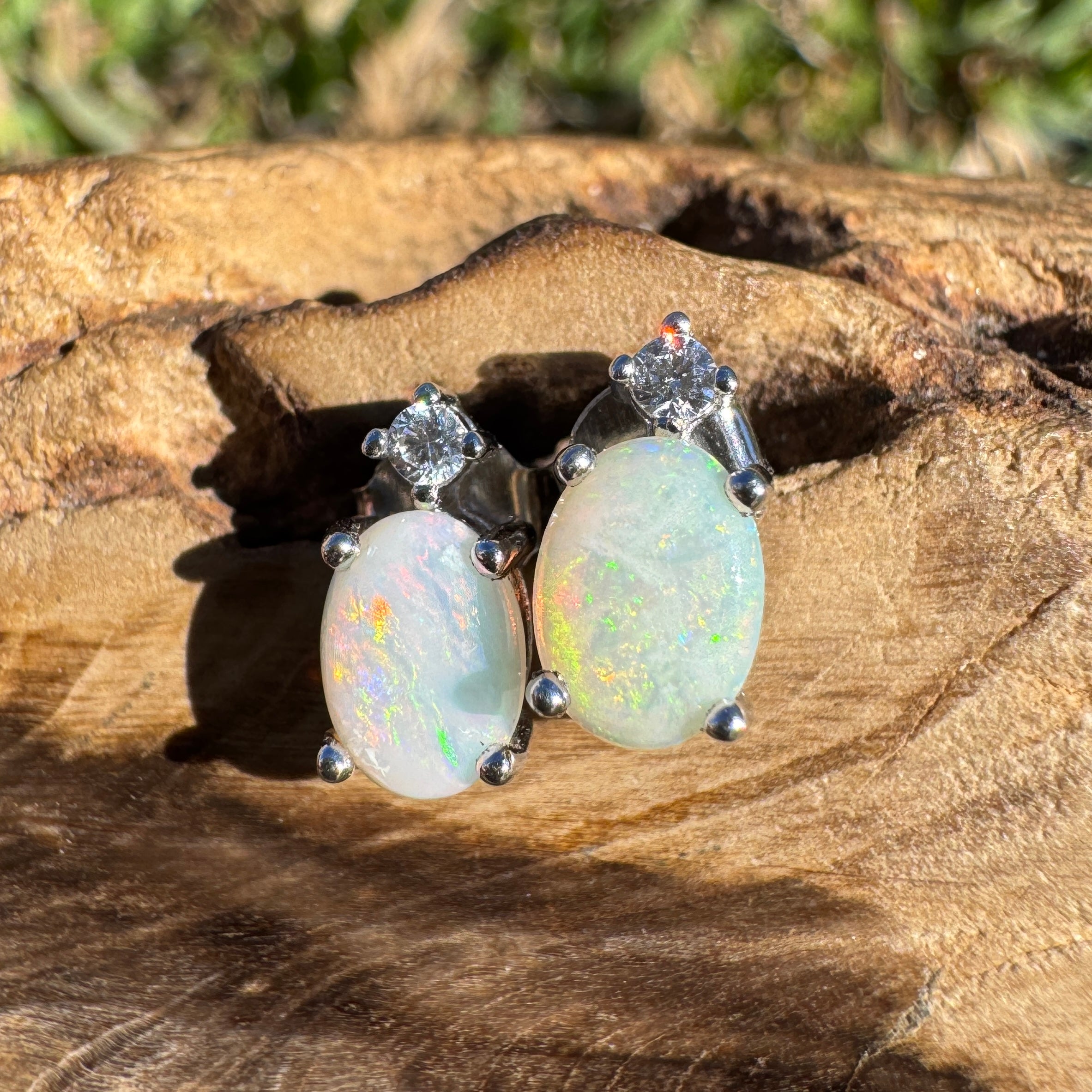 0.8ct Coober Pedy Opal Earrings ~ 'El Questro Glow' | 925 Sterling Silver | Solid Australian Opal