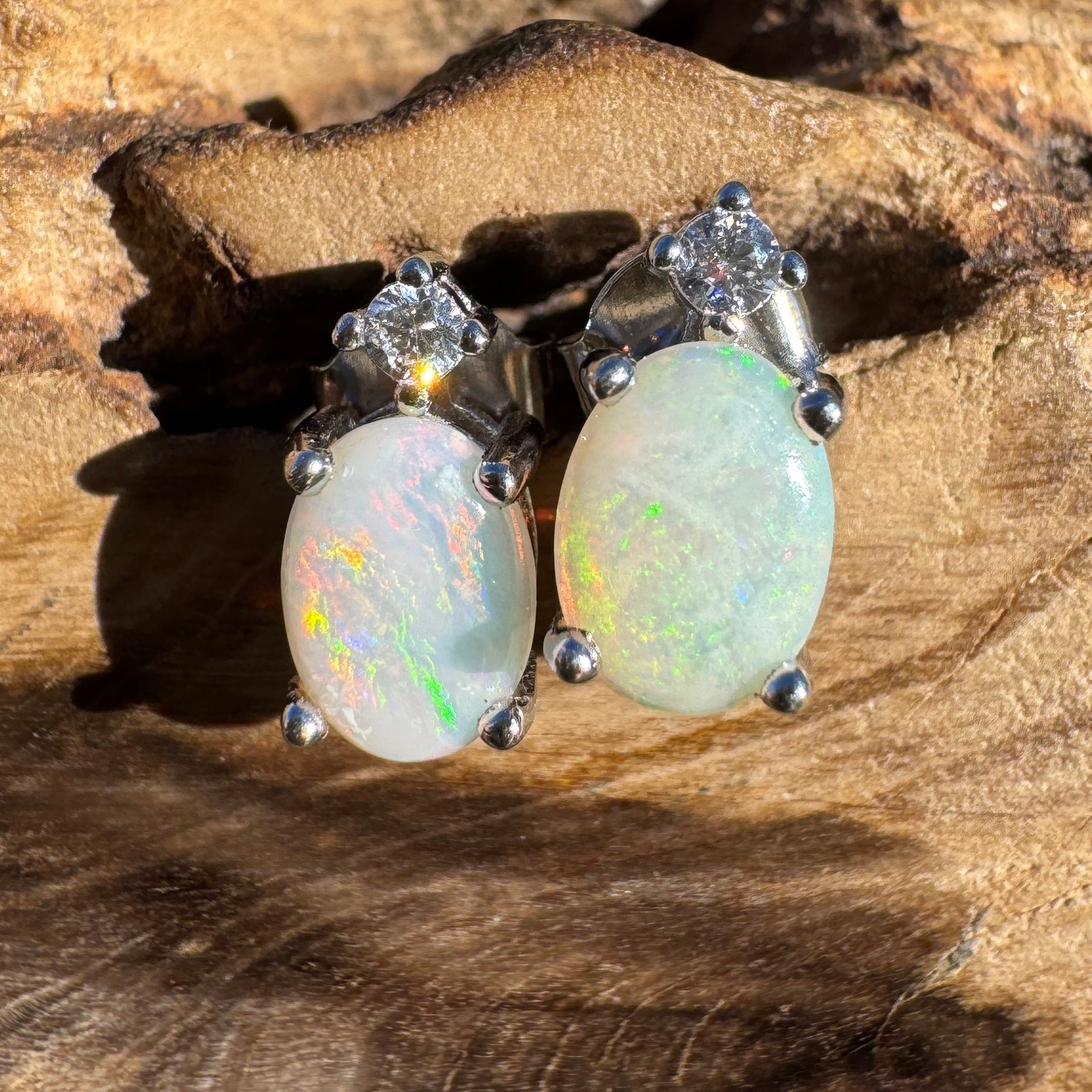0.8ct Coober Pedy Opal Earrings ~ 'El Questro Glow' | 925 Sterling Silver | Solid Australian Opal