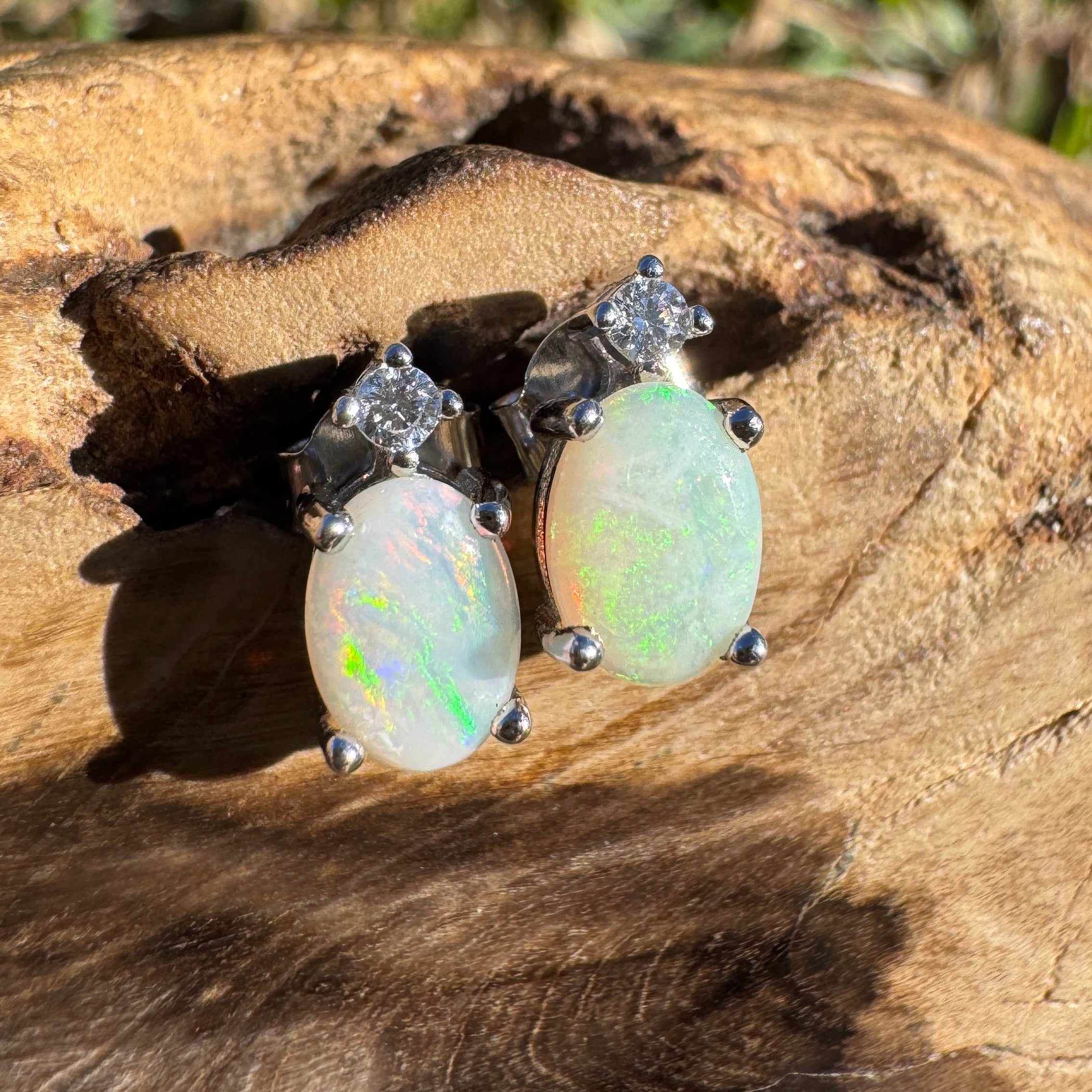 0.8ct Coober Pedy Opal Earrings ~ 'El Questro Glow' | 925 Sterling Silver | Solid Australian Opal