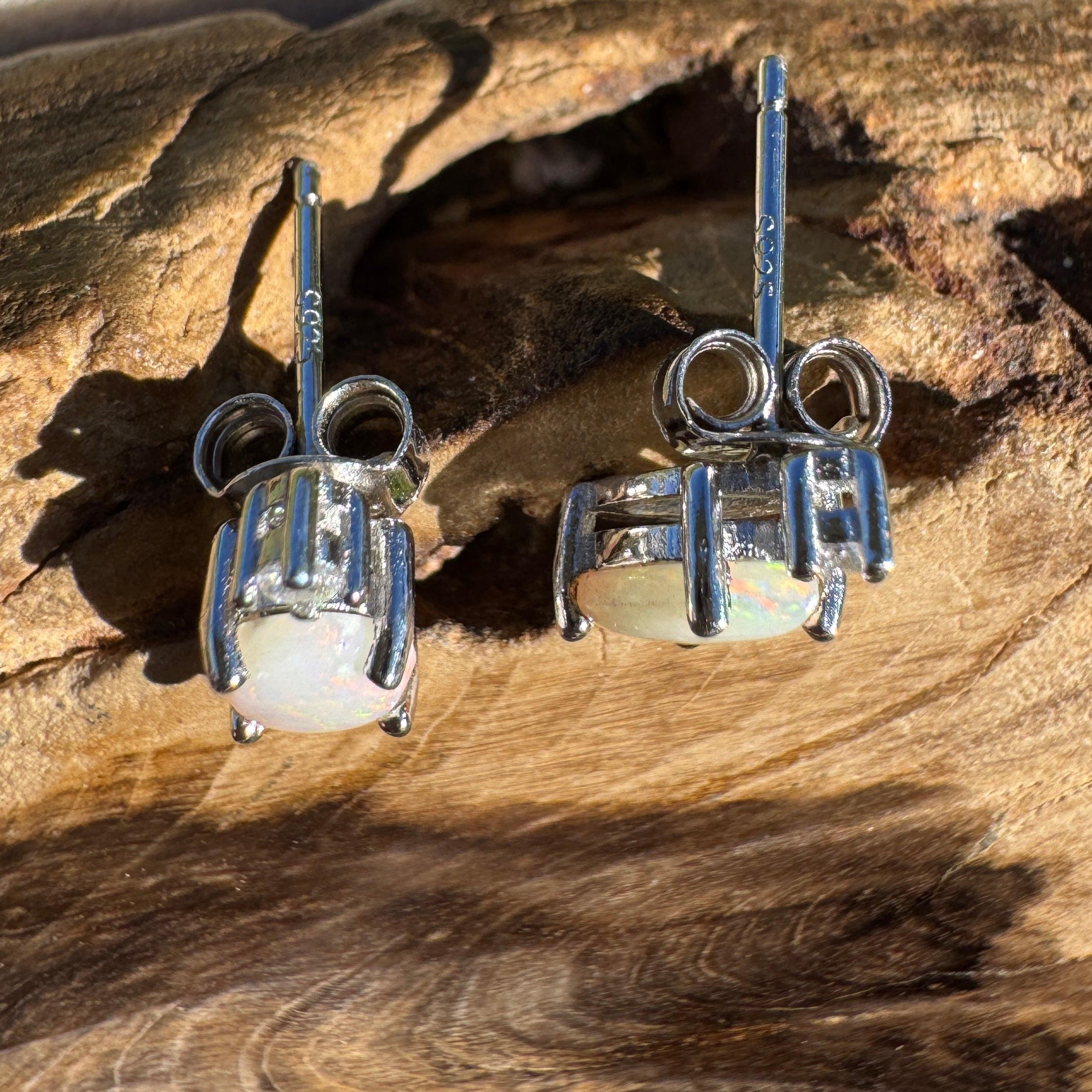 0.8ct Coober Pedy Opal Earrings ~ 'El Questro Glow' | 925 Sterling Silver | Solid Australian Opal