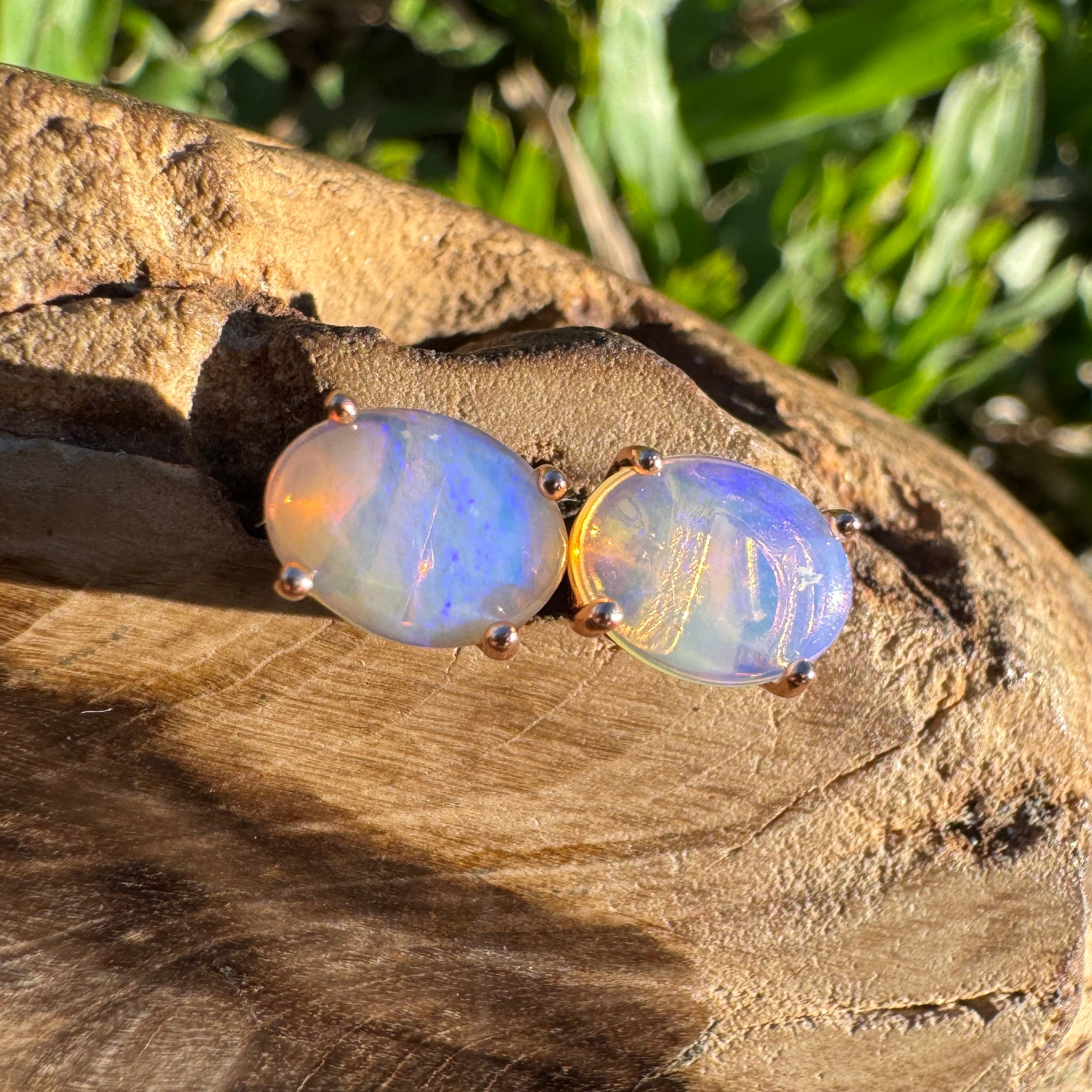 1.7ct Coober Pedy Opal Earrings ~ 'Mitchell Falls Blush' | Rose Gold Coated 925 Sterling Silver | Solid Australian Opal