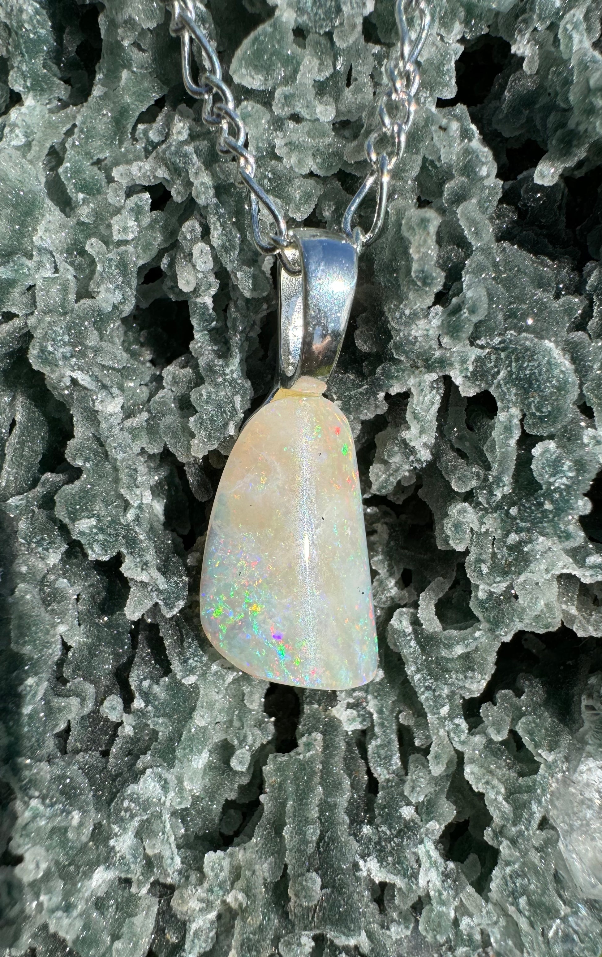 'Rainbow Falls' ~ Handcrafted 3ct Solid Lightning Ridge Opal Sterling Silver Pendant Necklace - Iona Opal Australia