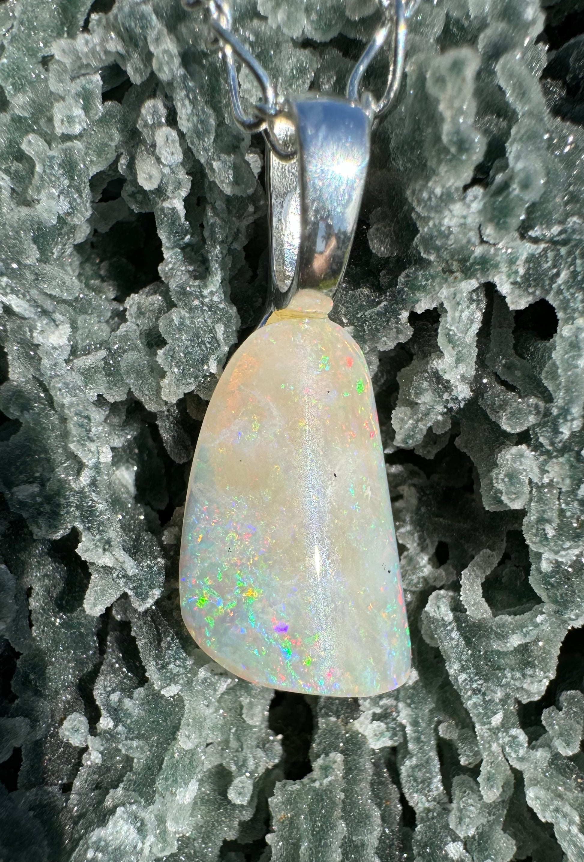 'Rainbow Falls' ~ Handcrafted 3ct Solid Lightning Ridge Opal Sterling Silver Pendant Necklace - Iona Opal Australia