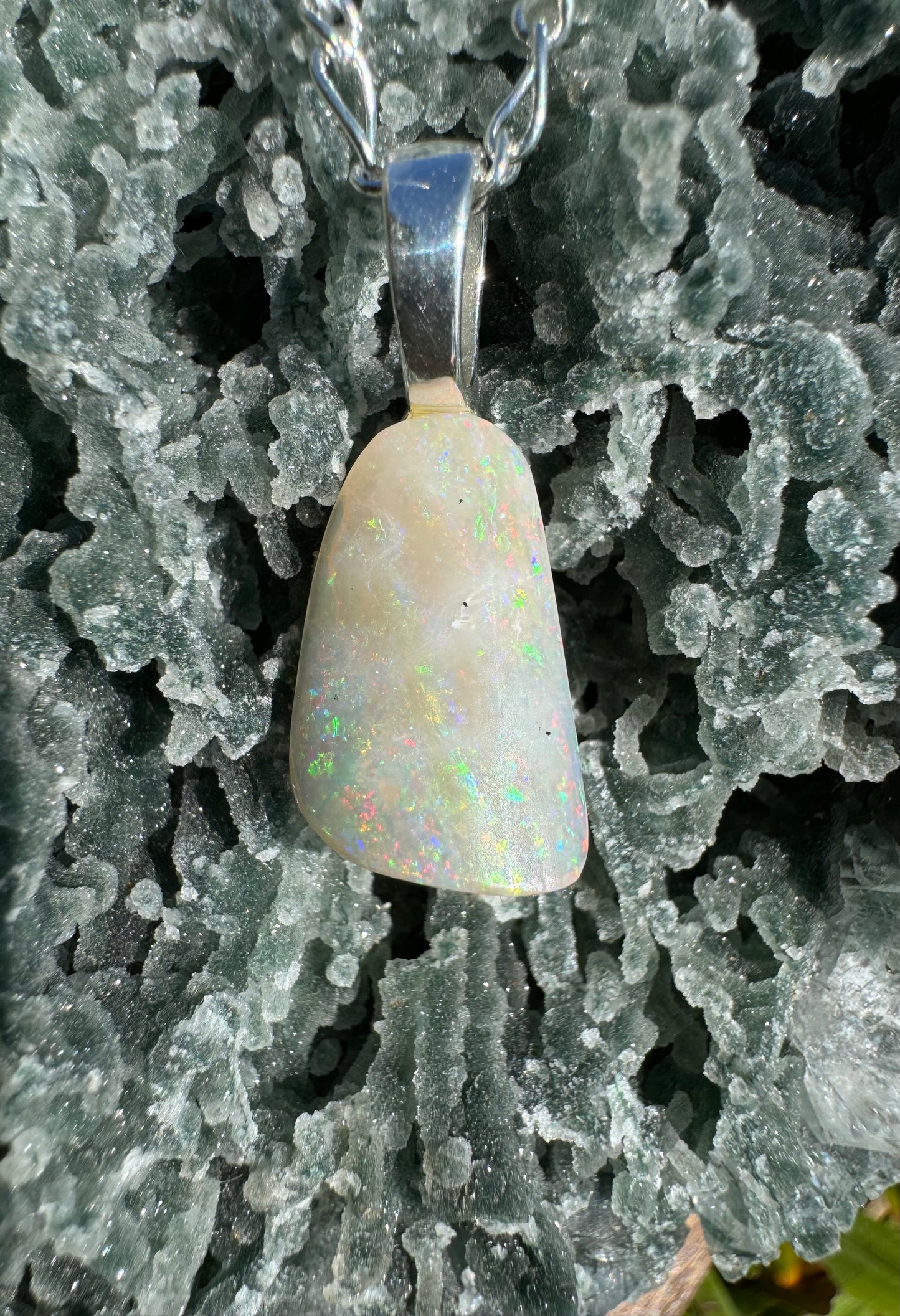 'Rainbow Falls' ~ Handcrafted 3ct Solid Lightning Ridge Opal Sterling Silver Pendant Necklace - Iona Opal Australia