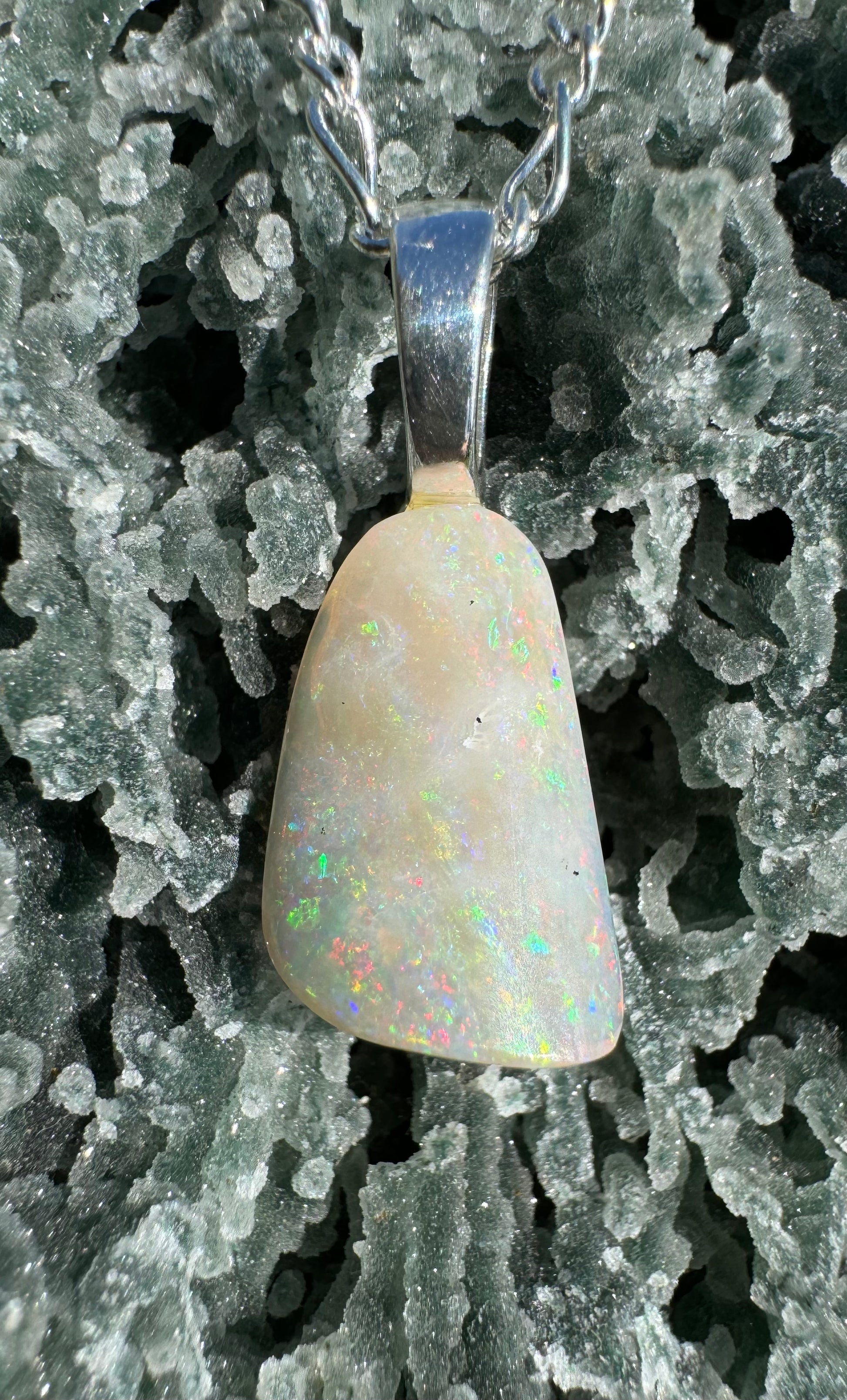 'Rainbow Falls' ~ Handcrafted 3ct Solid Lightning Ridge Opal Sterling Silver Pendant Necklace - Iona Opal Australia