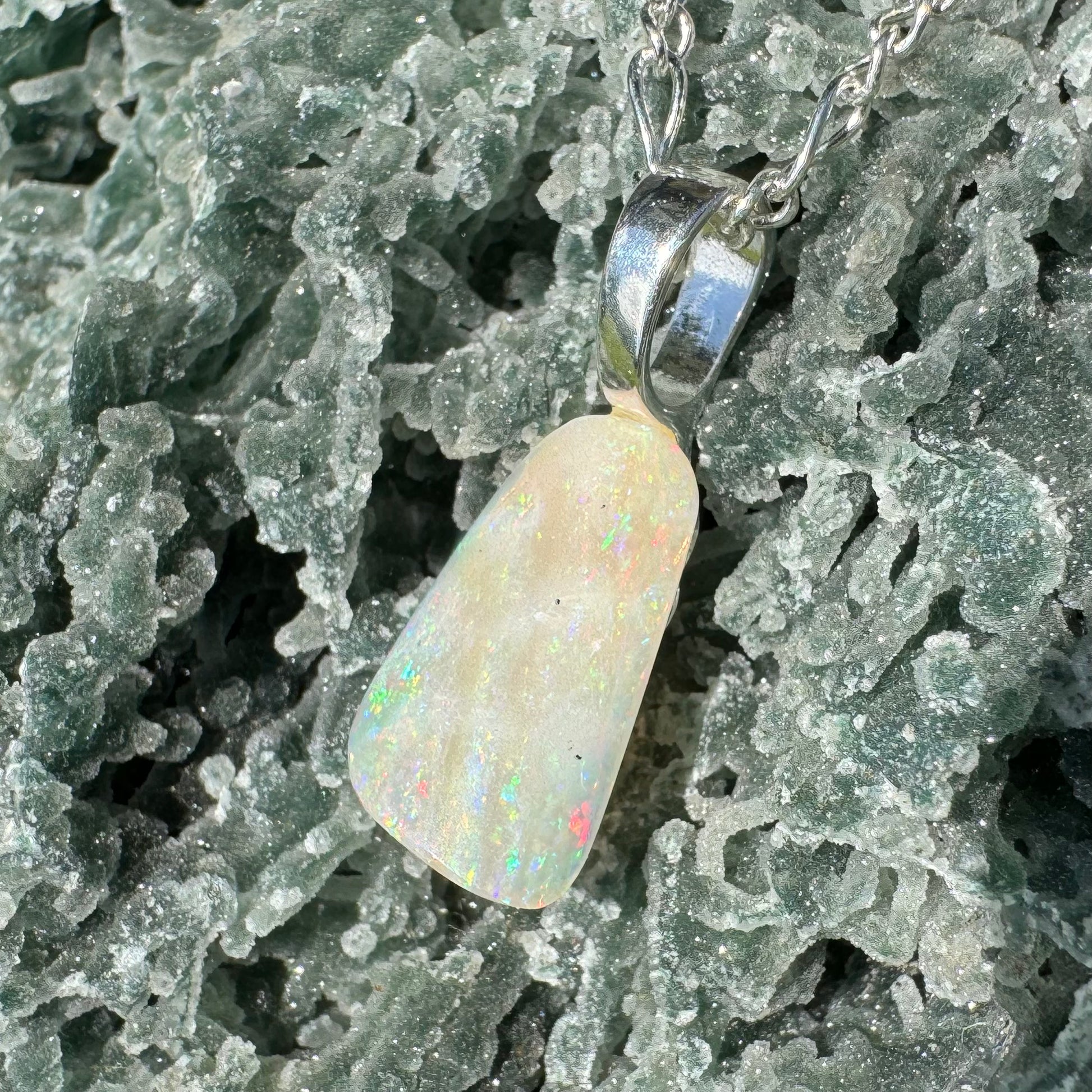 'Rainbow Falls' ~ Handcrafted 3ct Solid Lightning Ridge Opal Sterling Silver Pendant Necklace - Iona Opal Australia