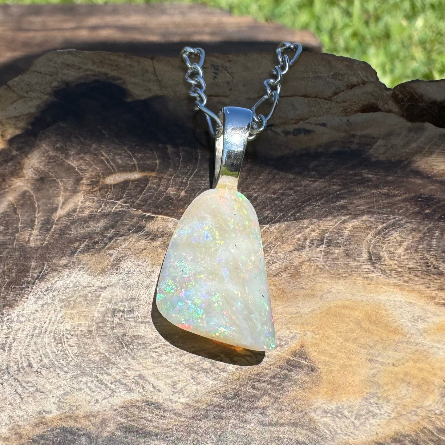 'Rainbow Falls' ~ Handcrafted 3ct Solid Lightning Ridge Opal Sterling Silver Pendant Necklace - Iona Opal Australia