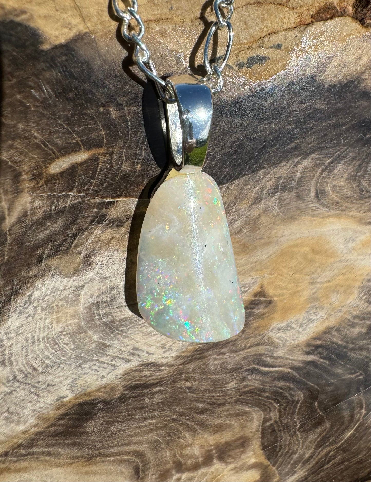 'Rainbow Falls' ~ Handcrafted 3ct Solid Lightning Ridge Opal Sterling Silver Pendant Necklace - Iona Opal Australia