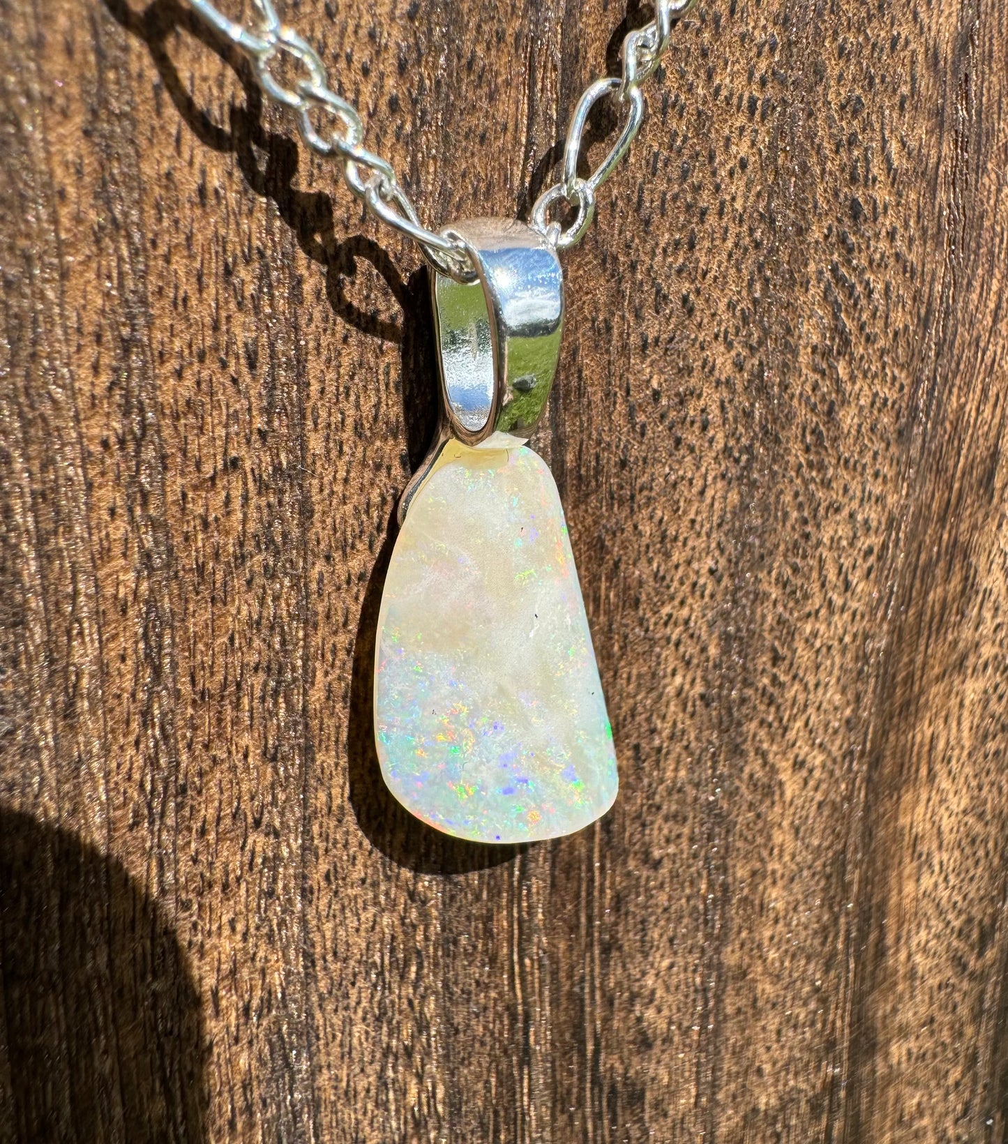 'Rainbow Falls' ~ Handcrafted 3ct Solid Lightning Ridge Opal Sterling Silver Pendant Necklace - Iona Opal Australia